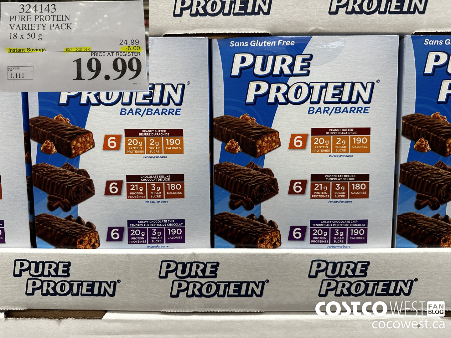 324143 PURE PROTEIN VARIETY PACK 18 X 50G ($5.00 INSTANT SAVINGS EXPIRES ON 2023-01-01) $19.99