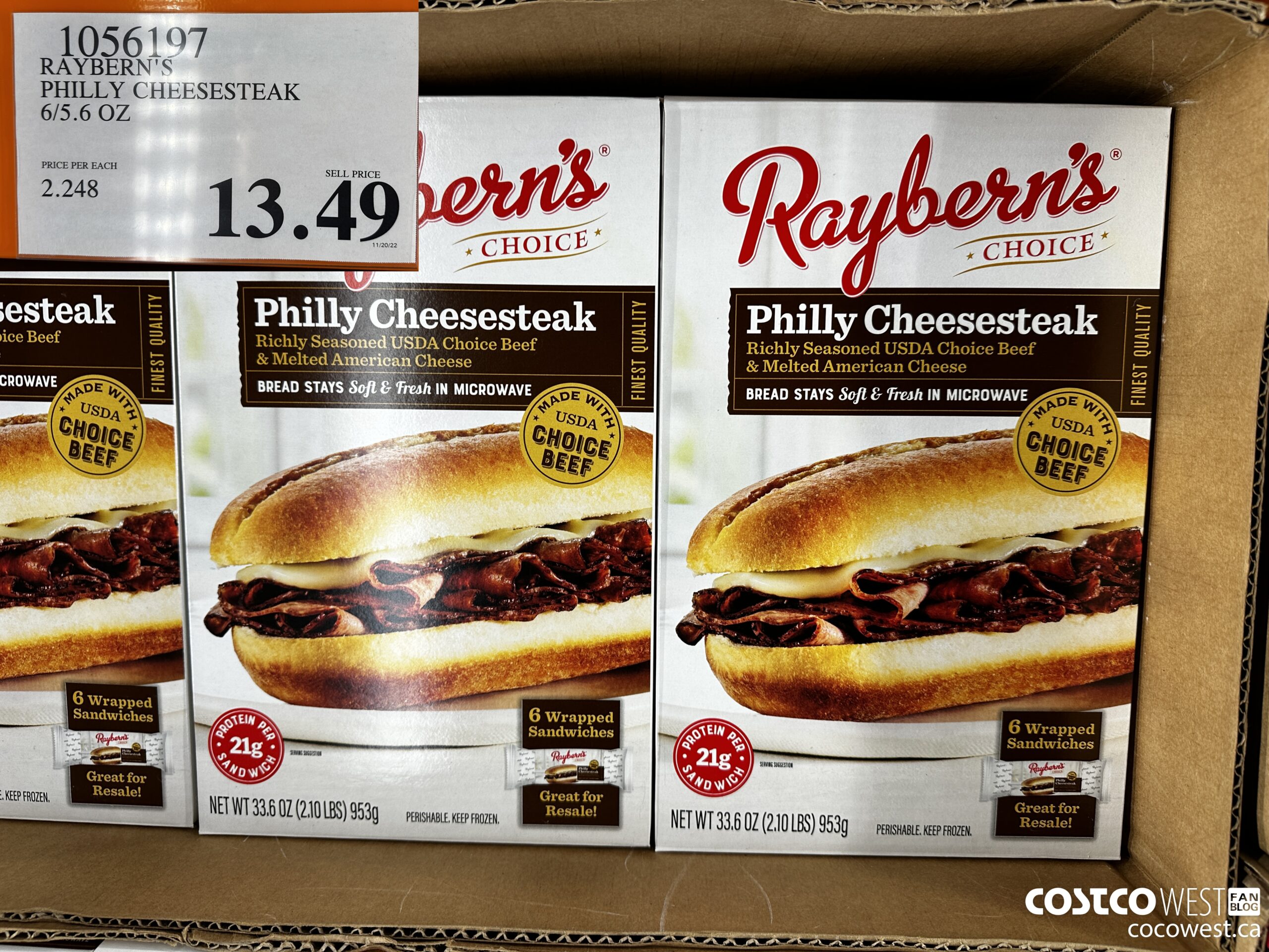 1056197 RAYBERN'S PHILLY CHEESESTEAK 6/5.6 OZ $13.49