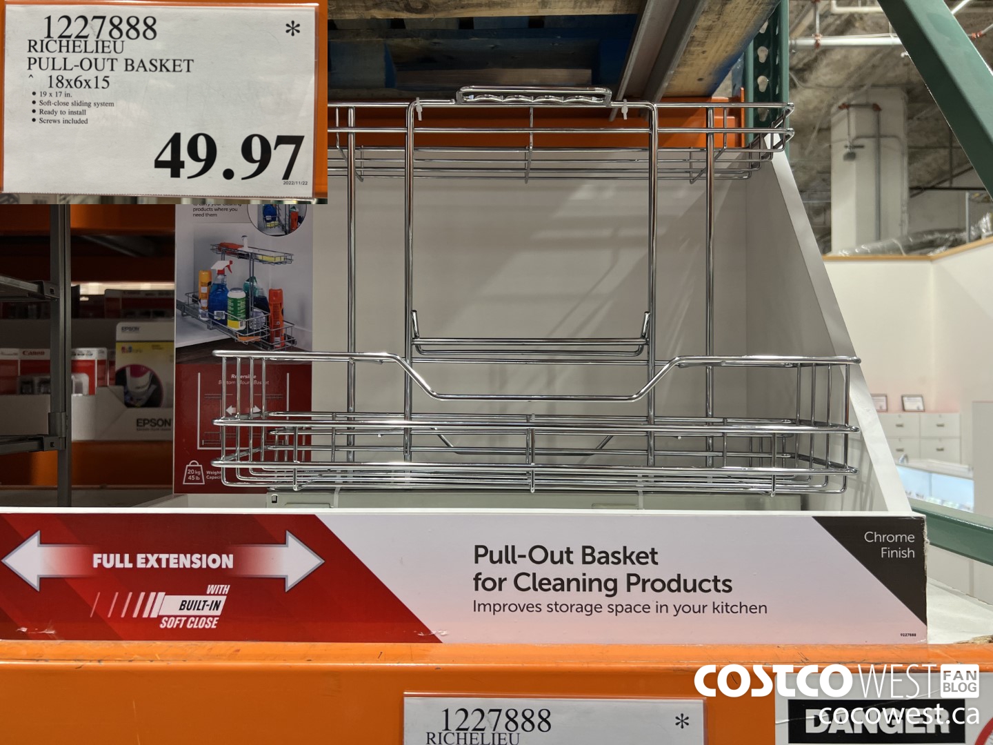 1227888 RICHELIEU PULL-OUT BASKET 18X6X15 $49.97