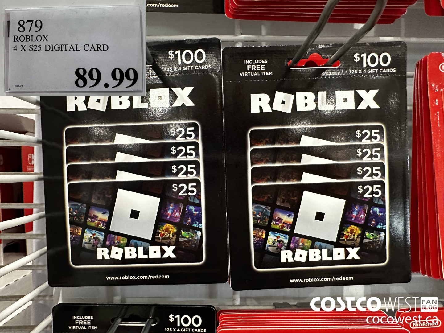 879 ROBLOX 4 X 25 DIGITAL CARD 89 99 - Costco East Fan Blog