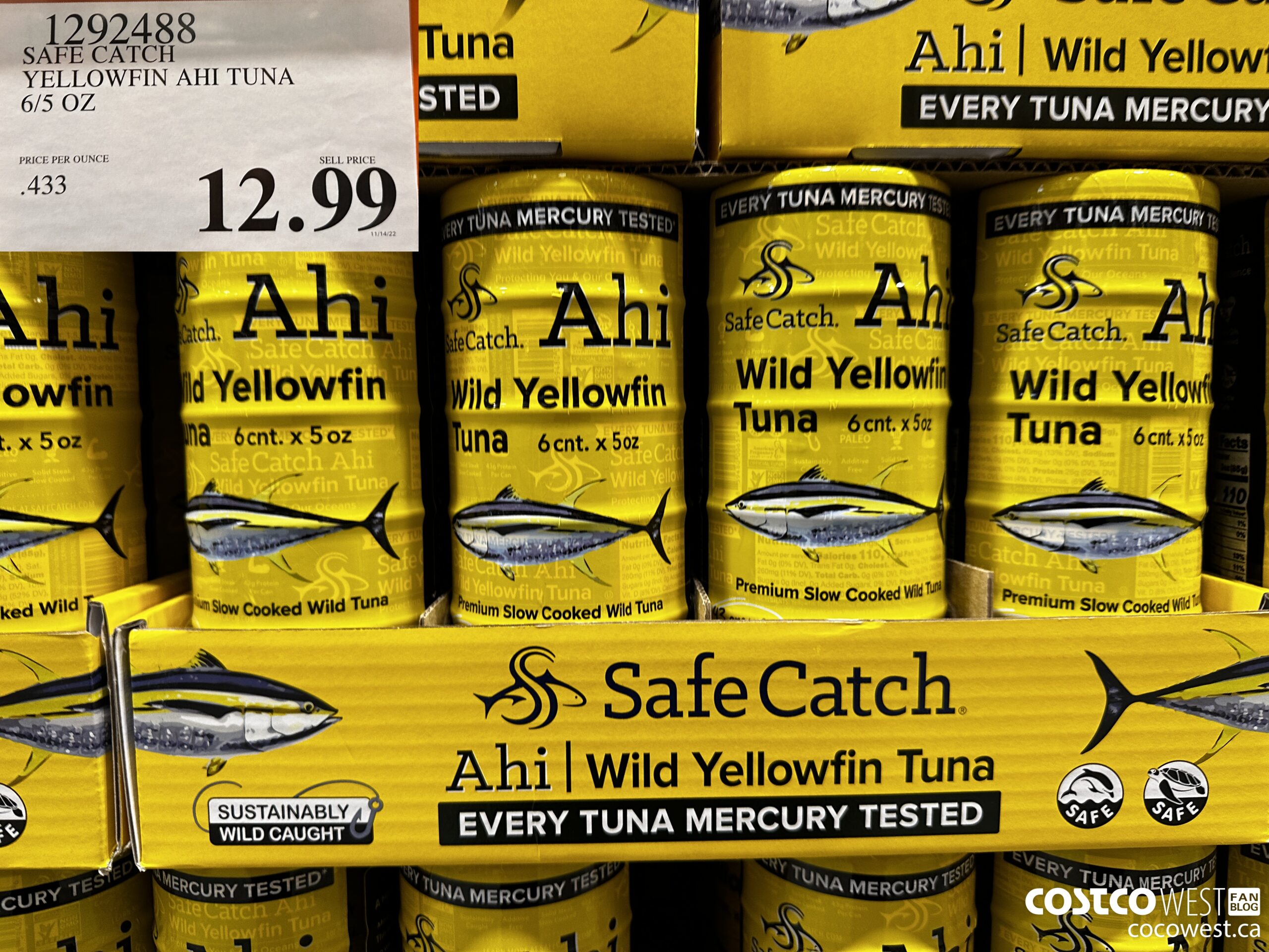 1292488 SAFE CATCH YELLOWFIN AHI TUNA 6/5 OZ $12.99