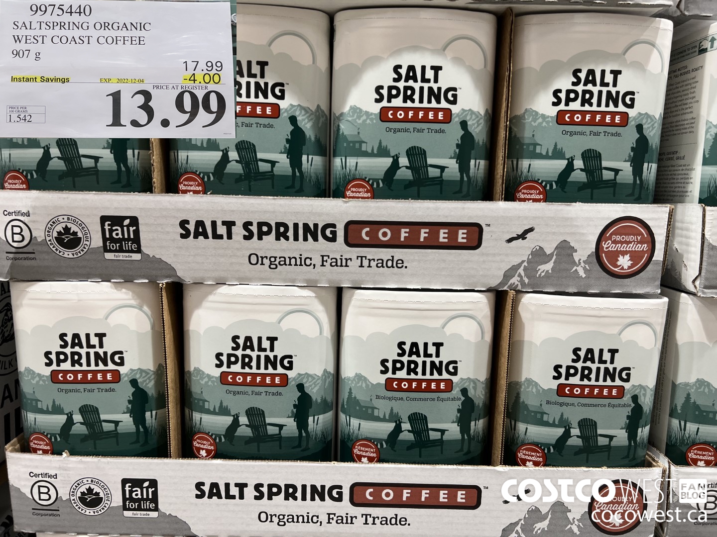 9975440 SALTSPRING COFFEE WEST COAST BLEND 907 G ($4.00 INSTANT SAVINGS EXPIRES ON 2022-12-04) $13.99