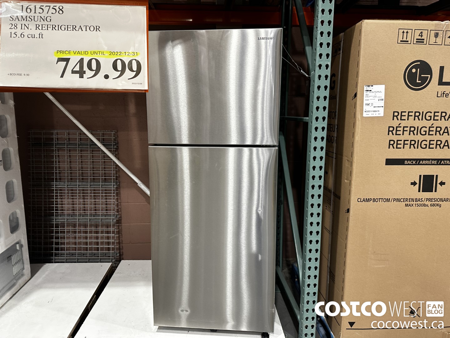 1615758 SAMSUNG REFRIGERATOR 15.6 CU. FT. (EXPIRES ON 2022-12-31) $749.99