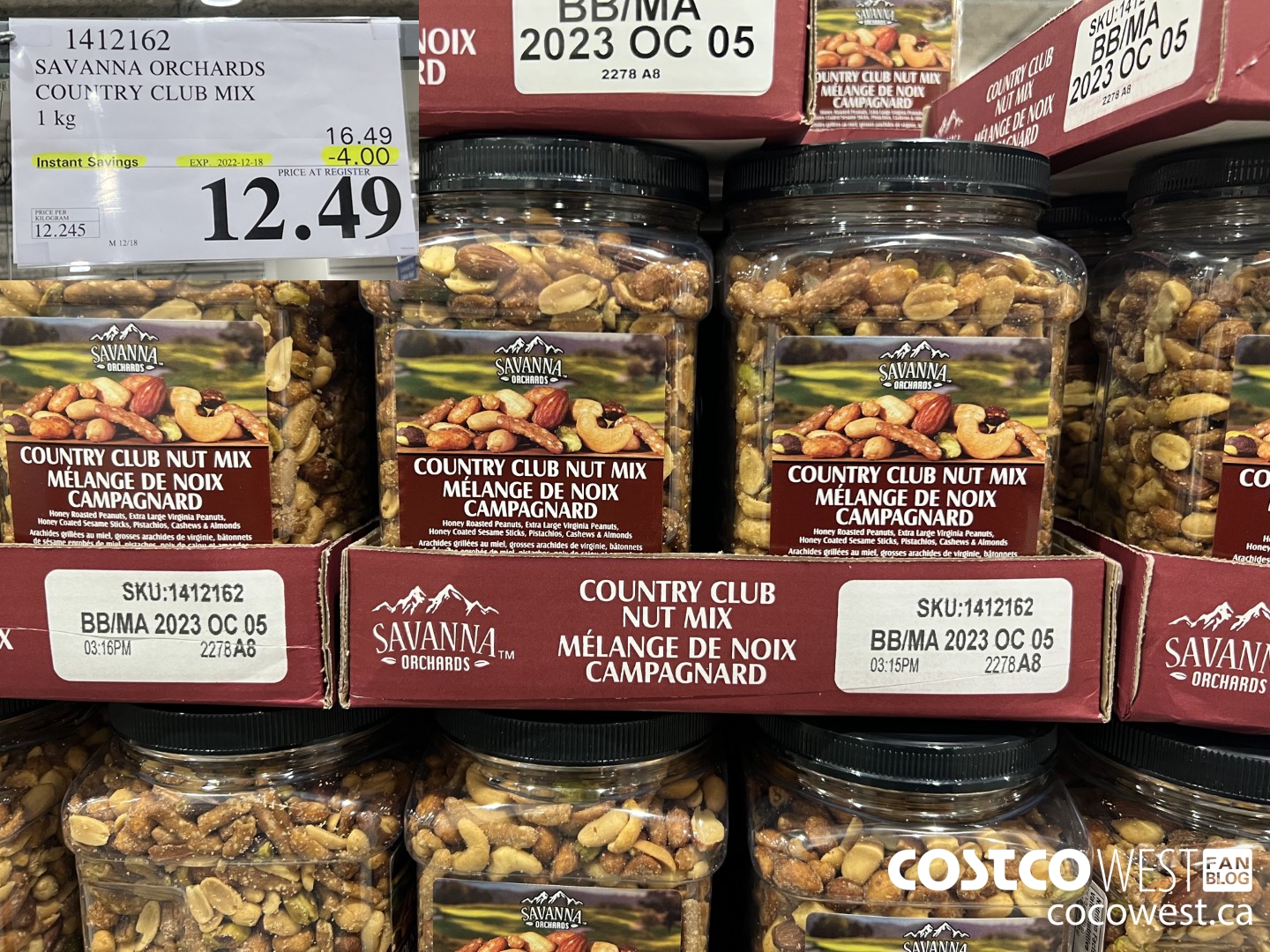 1412162 SAVANNA ORCHARDS COUNTRY CLUB MIX 1.0KG ($4.00 INSTANT SAVINGS EXPIRES ON 2022-12-18) $12.49