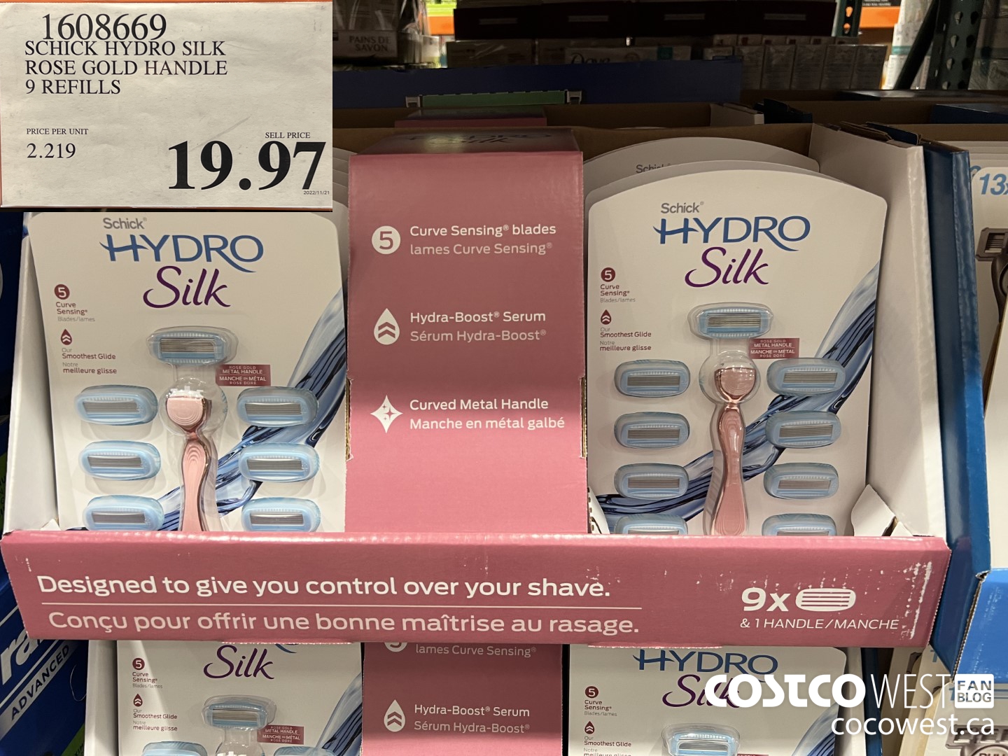 1608669 SCHICK HYDRO SILK ROSE GOLD HANDLE 9 REFILLS $19.97