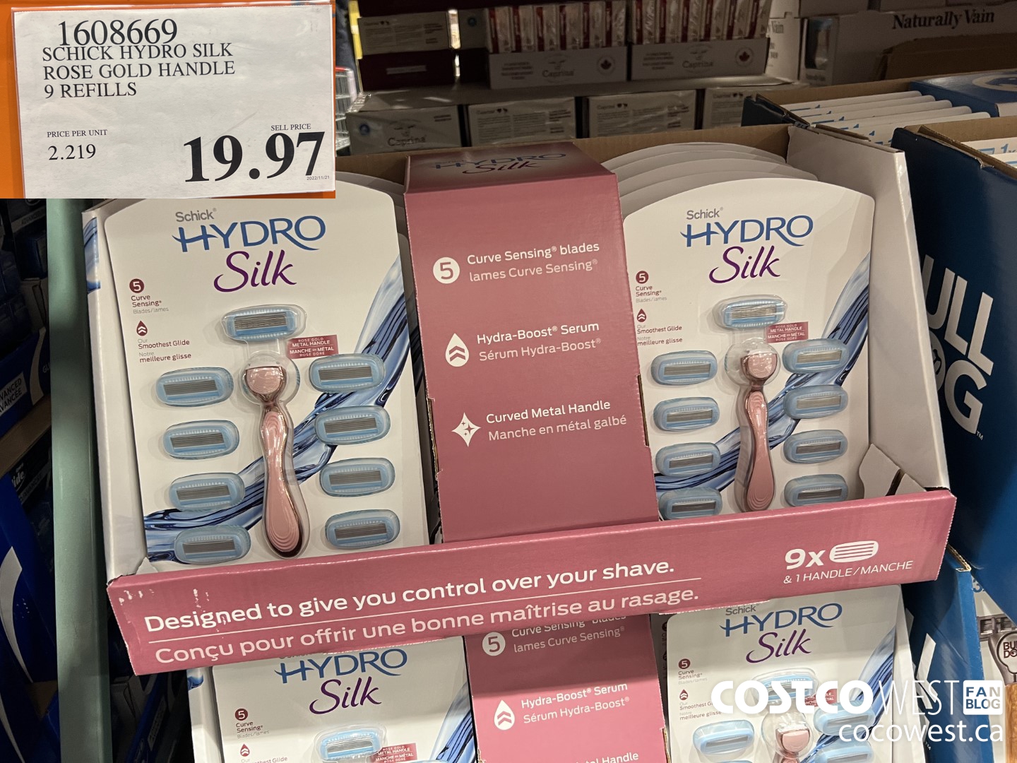 1608669 SCHICK HYDRO SILK ROSE GOLD HANDLE 9 REFILLS $19.97