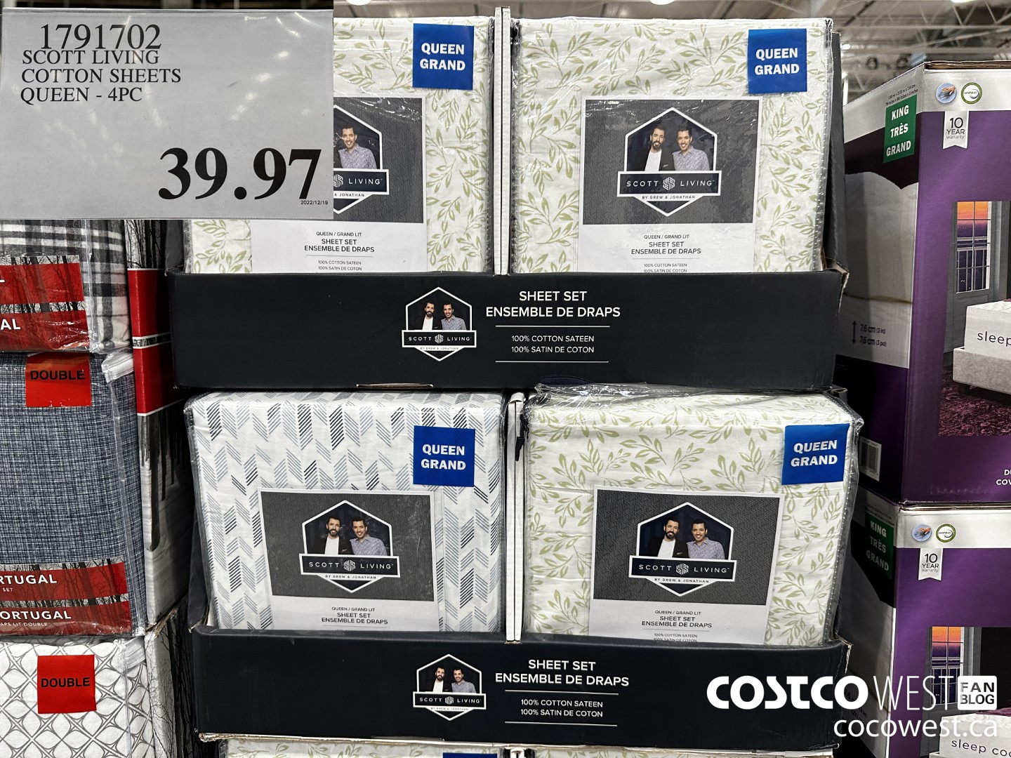 1791702 SCOTT LIVING COTTON SHEETS QUEEN - 4PC $39.97