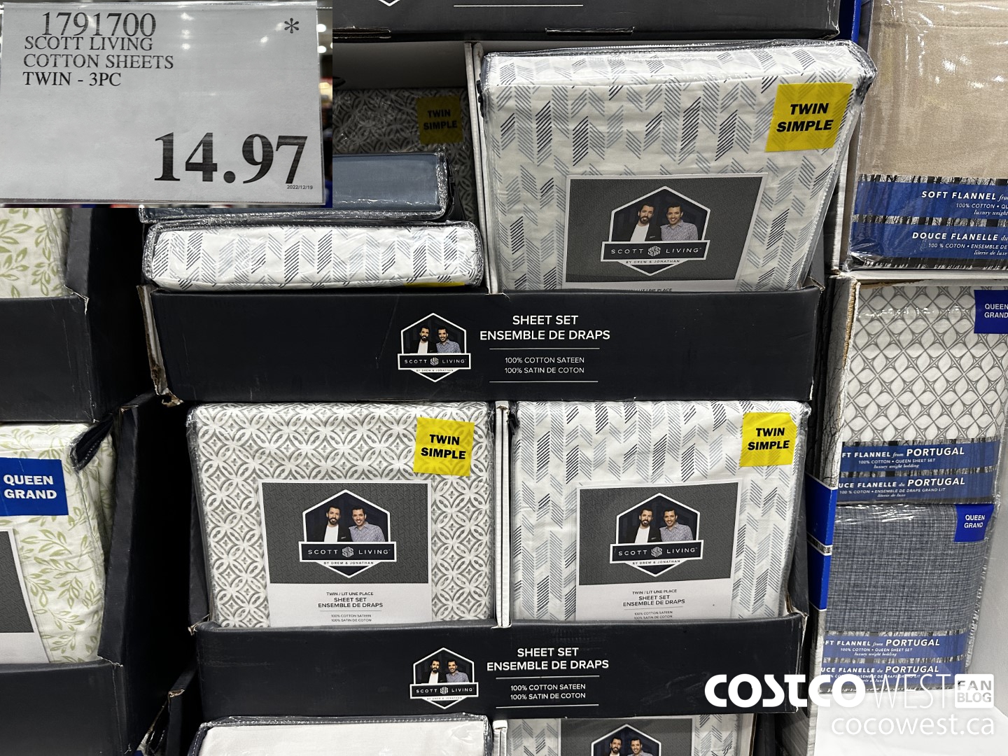 1791700 SCOTT LIVING COTTON SHEETS TWIN 3PC $14.97