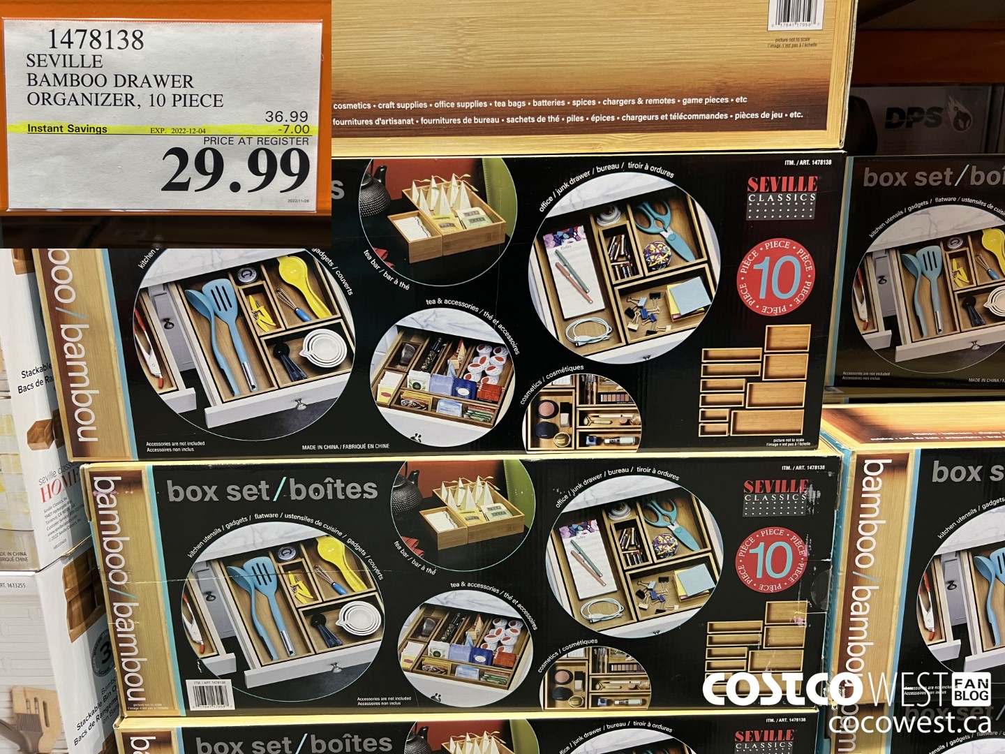 1478138 SEVILLE BAMBOO DRAWER ORGANIZER, 10 PIECE ($7.00 INSTANT SAVINGS EXPIRES ON 2022-12-04) $29.99