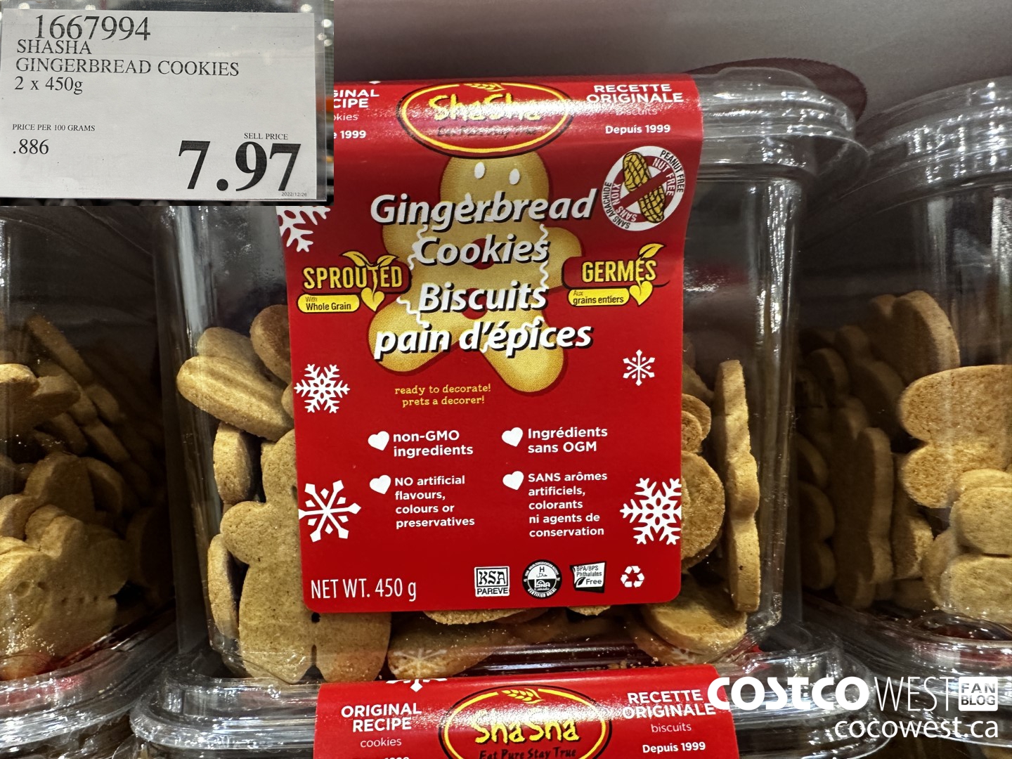 1667994 SHASHA GINGERBREAD COOKIES 2 X 450G $7.97