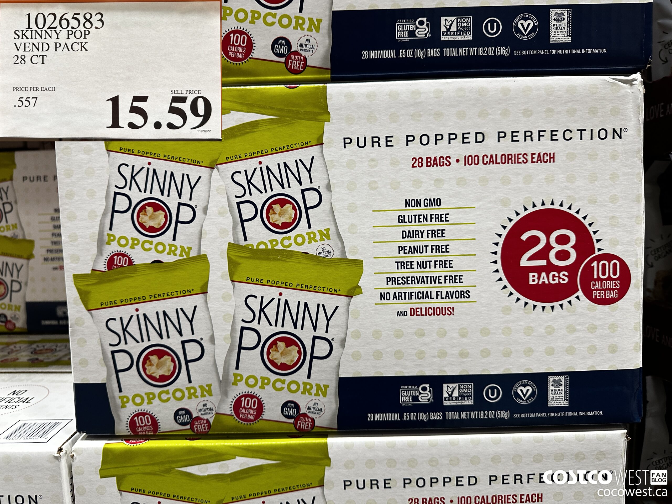 1026583 SKINNY POP VEND PACK 28 CT $15.59