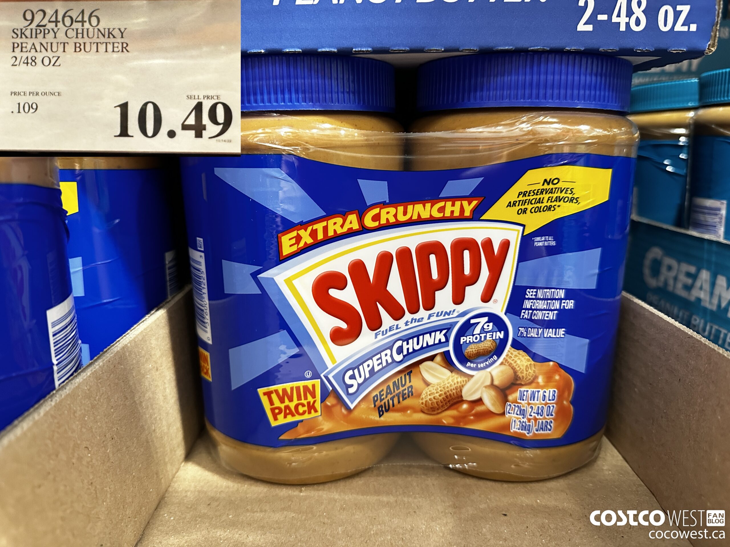 924646 SKIPPY CHUNKY PEANUT BUTTER 2/48 OZ $10.49