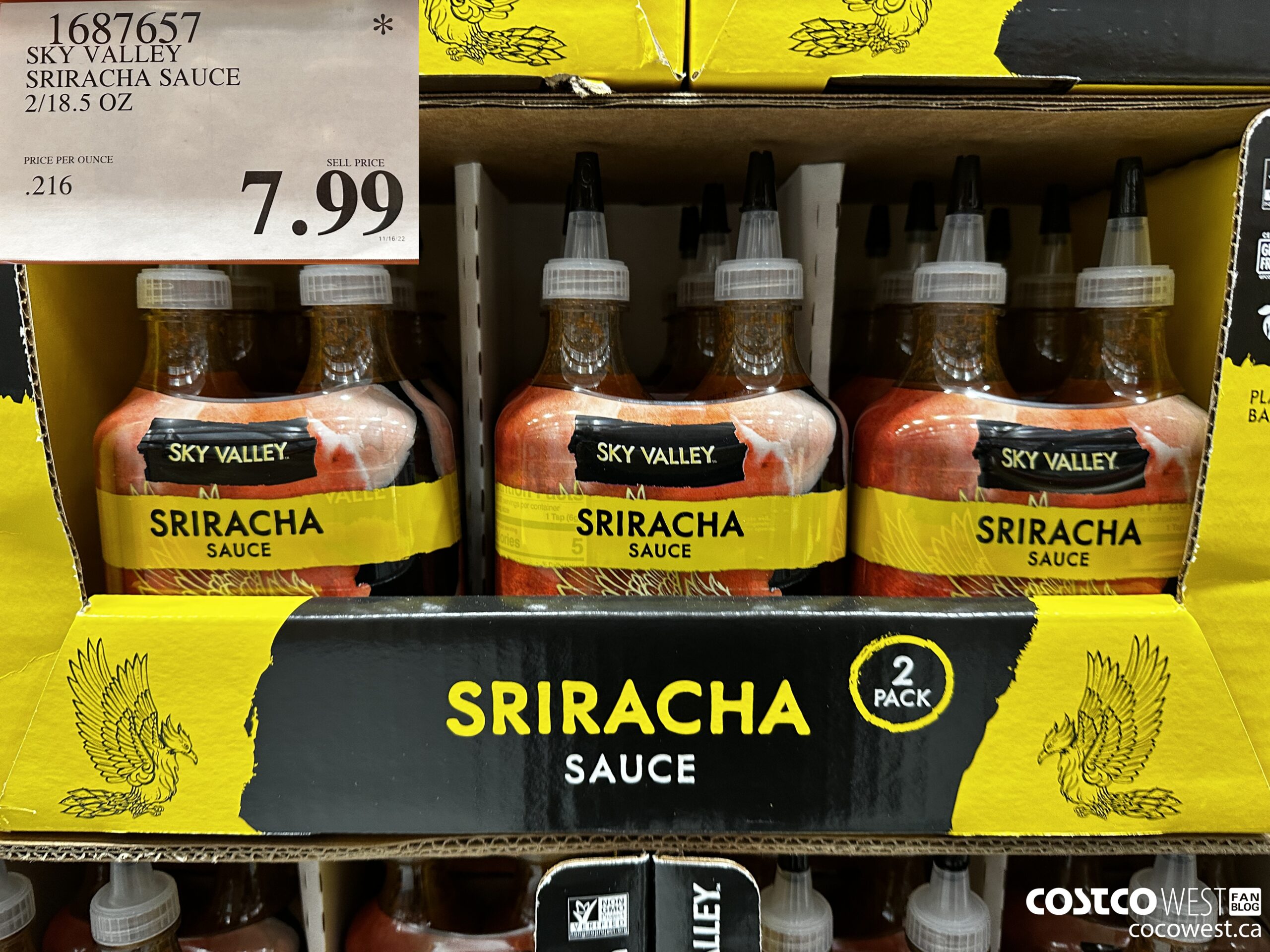 1687657 SKY VALLEY SIRACHA SAUCE 2/18.5 OZ $7.99