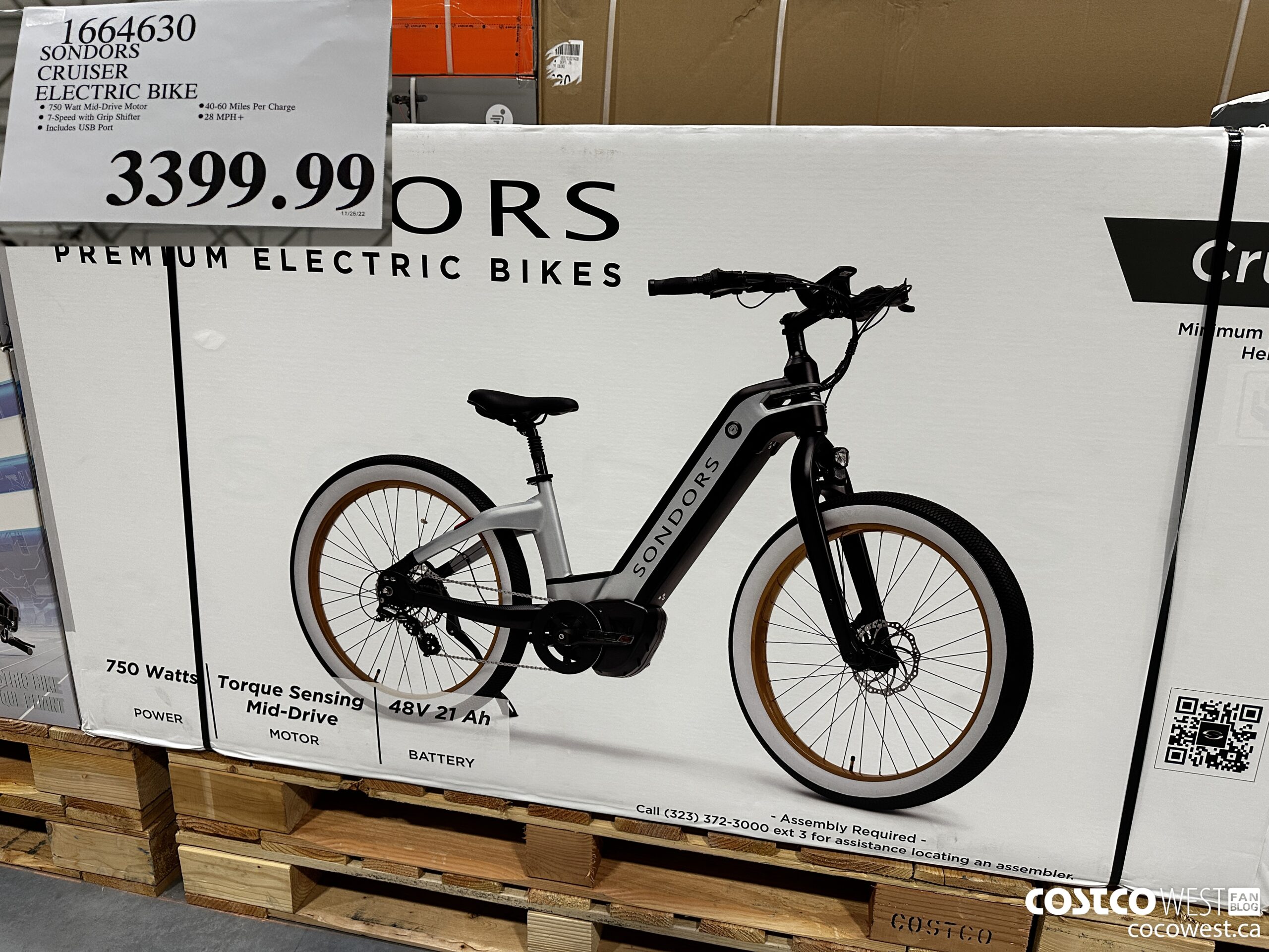 1664630 SONDORS CRUISER ELECTRIC BIKE $3399.99