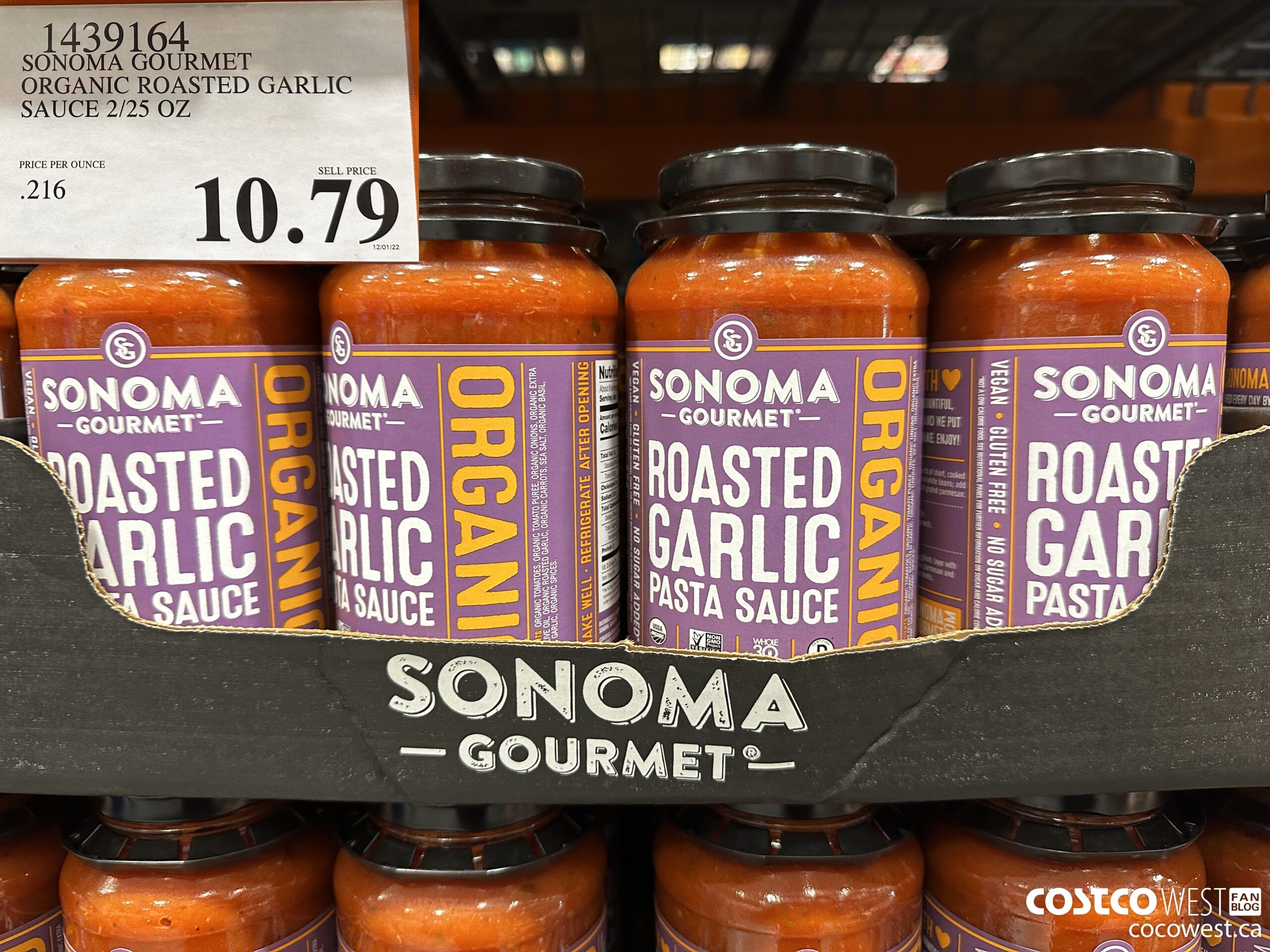 1439164 SONOMA GOURMET ORGANIC ROASTED GARLIC SAUCE 2/25 OZ $10.79