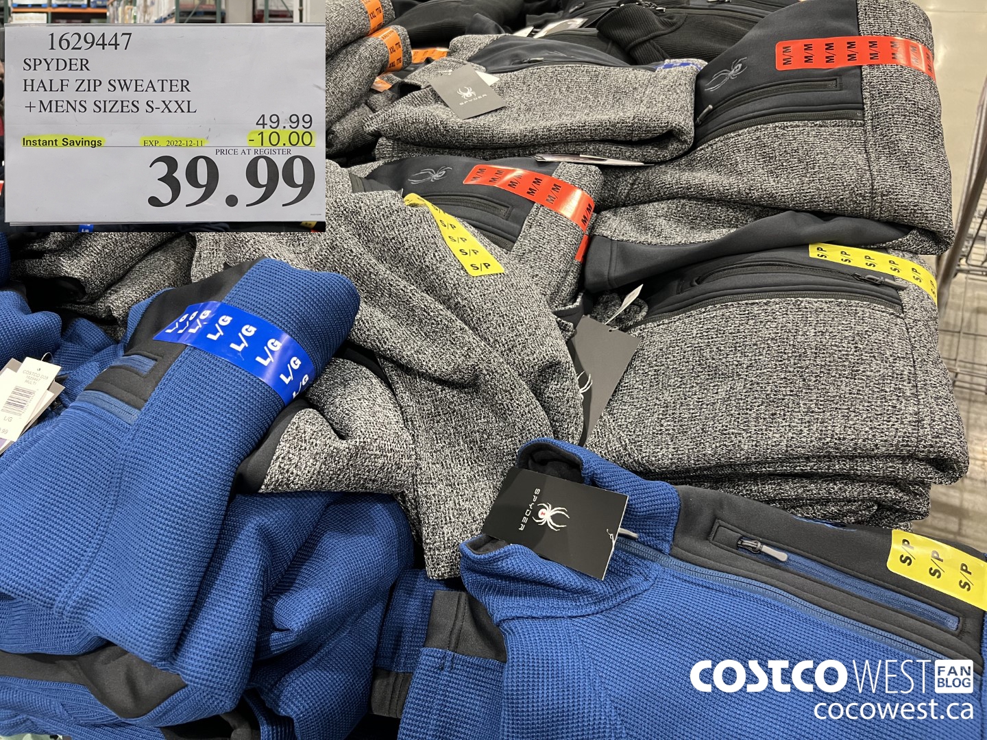 1629447 SPYDER HALF ZIP SWEATER MENS SIZES S-XXL ($10.00 INSTANT SAVINGS EXPIRES ON 2022-12-11) $39.99