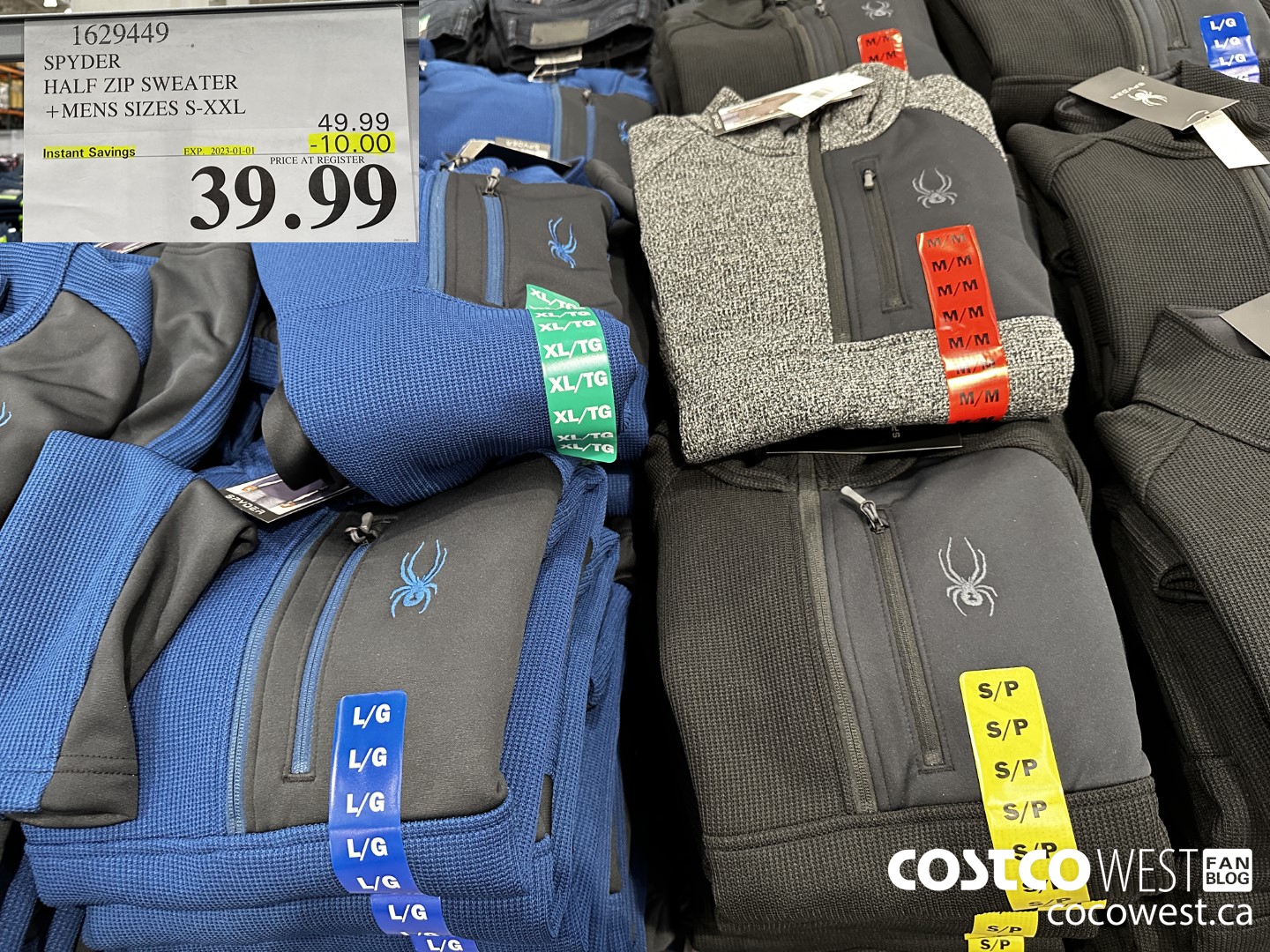 1629449 SPYDER HALF ZIP SWEATER MENS SIZES S-XXL ($10.00 INSTANT SAVINGS EXPIRES ON 2023-01-01) $39.99