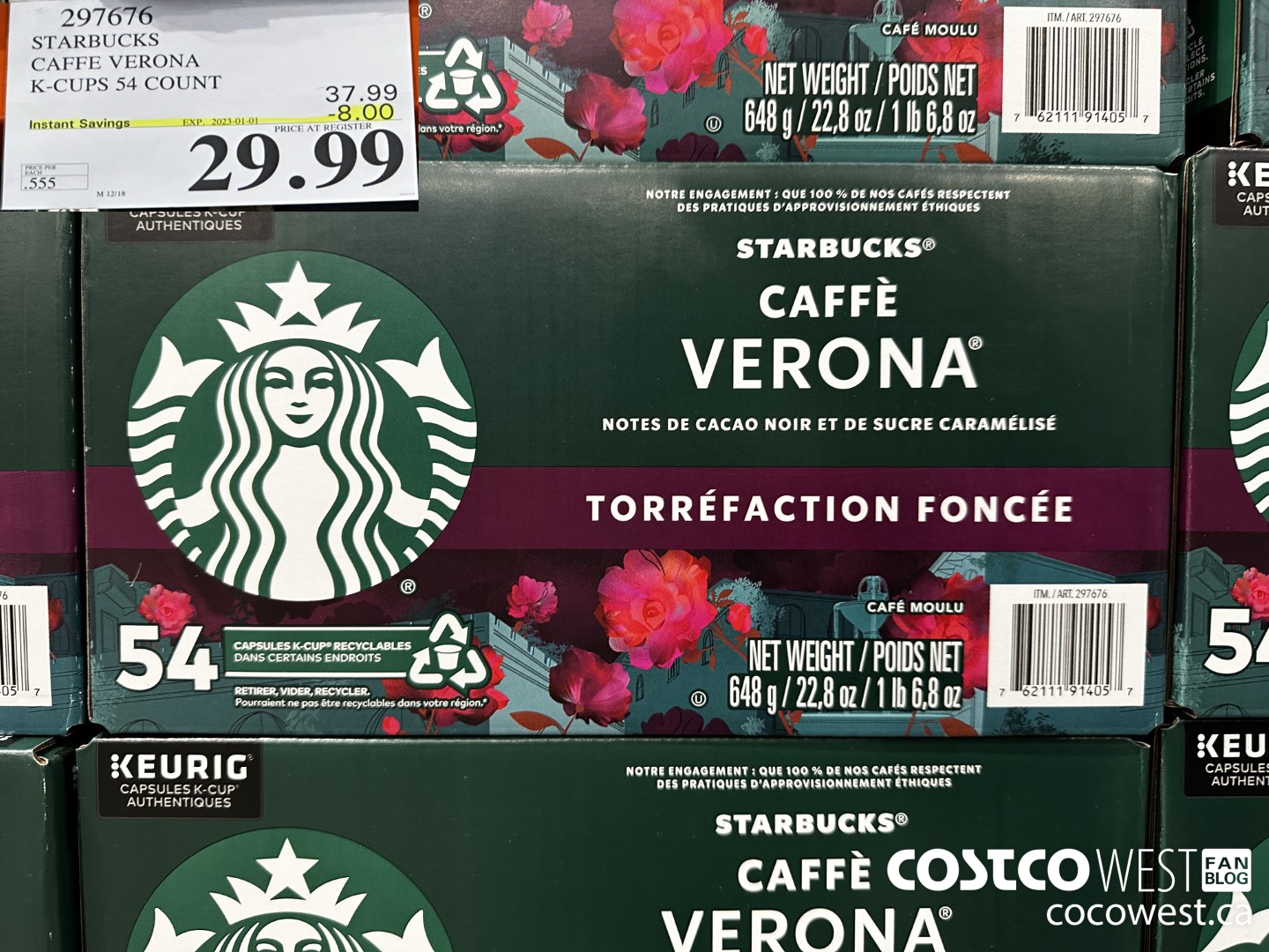 297676 STARBUCKS CAFFE VERONA K-CUPS 54 COUNT ($8.00 INSTANT SAVINGS EXPIRES ON 2023-01-01) $29.99