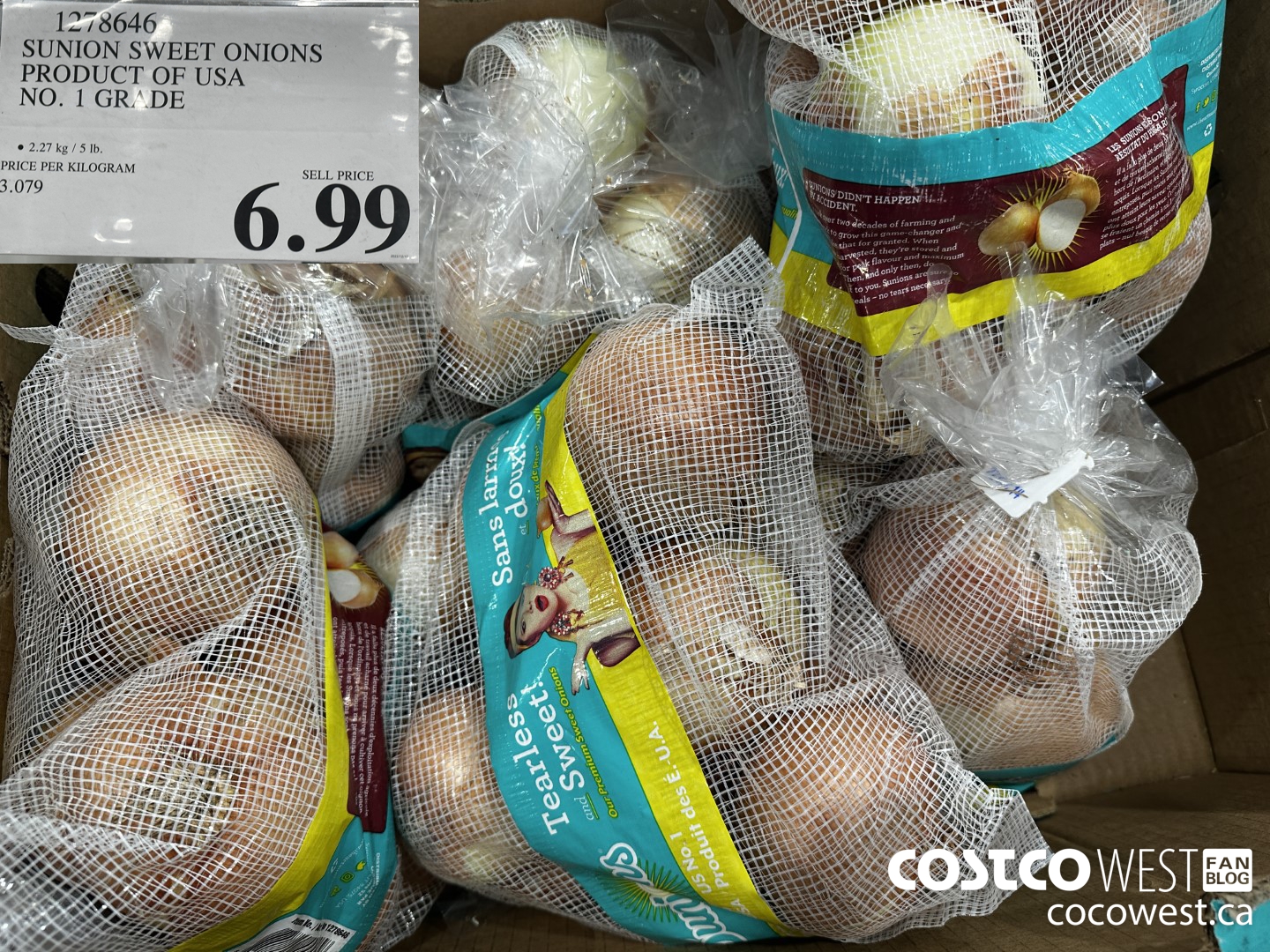 1278646 SUNION SWEET ONIONS PRODUCT OF USA NO. 1 GRADE $6.99