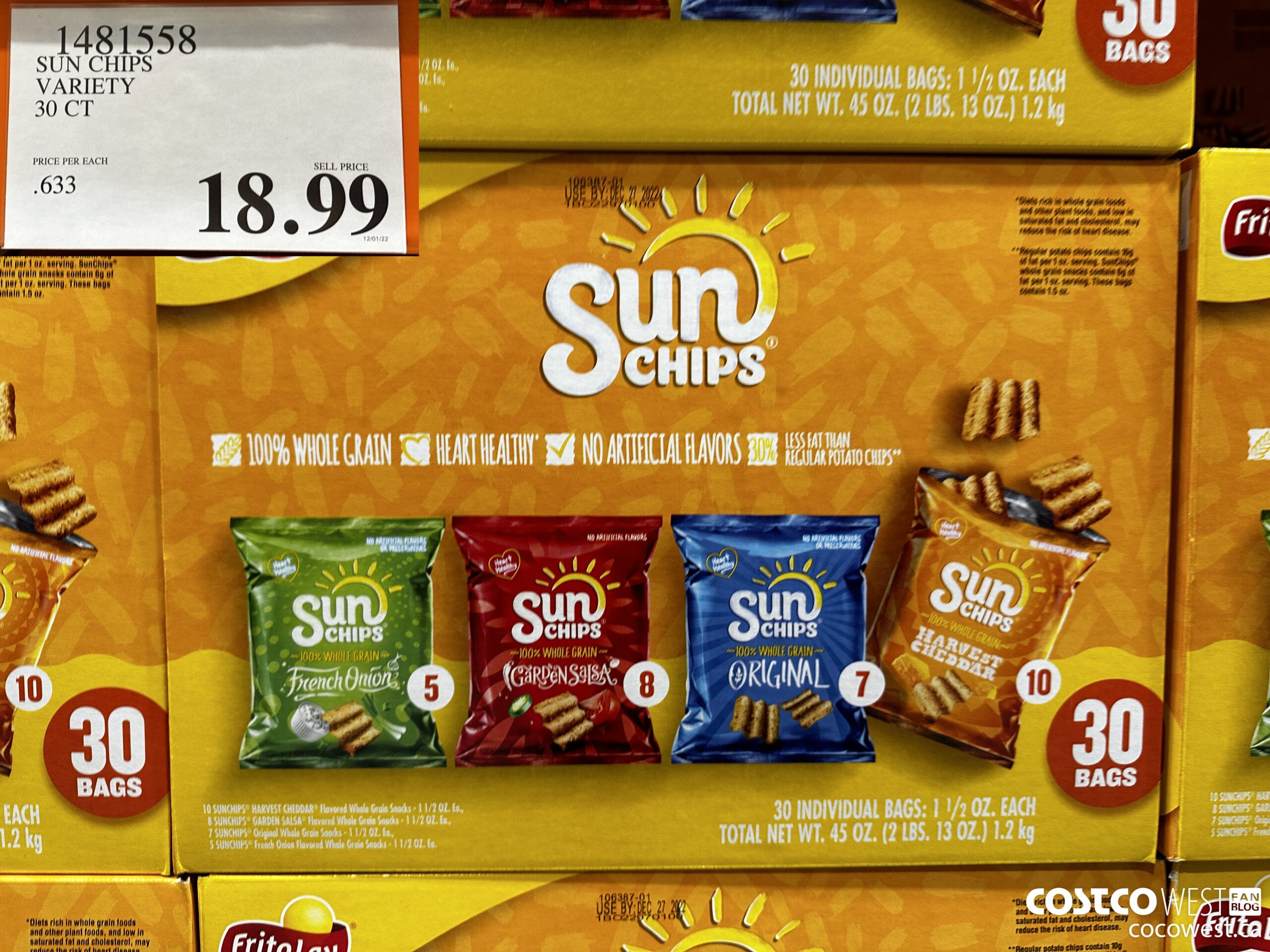 1481558 SUN CHIPS VARIETY 30 CT $18.99