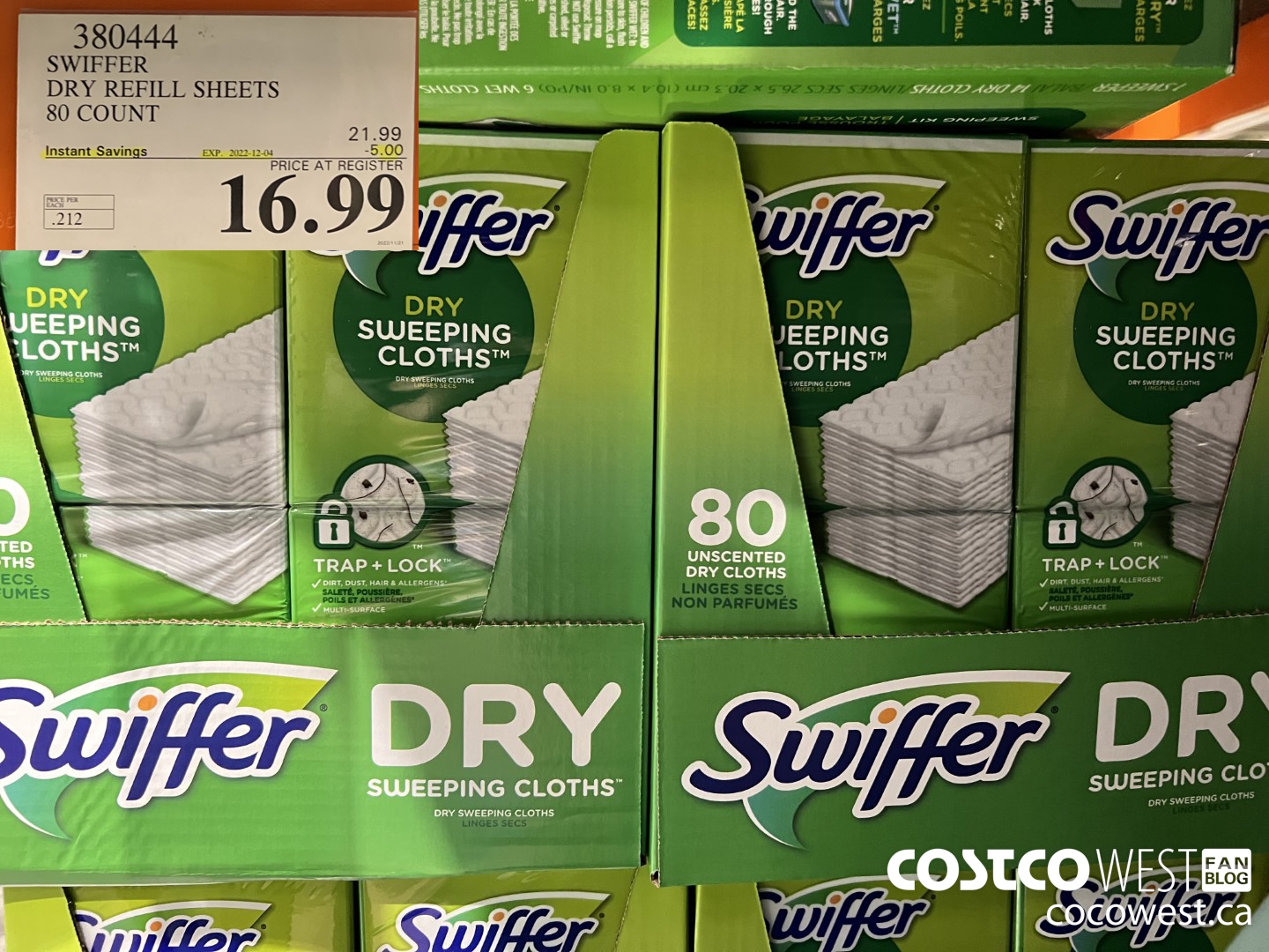 380444 SWIFFER REFILL SHEETS 80 COUNT ($5.00 INSTANT SAVINGS EXPIRES ON 2022-12-04) $16.99