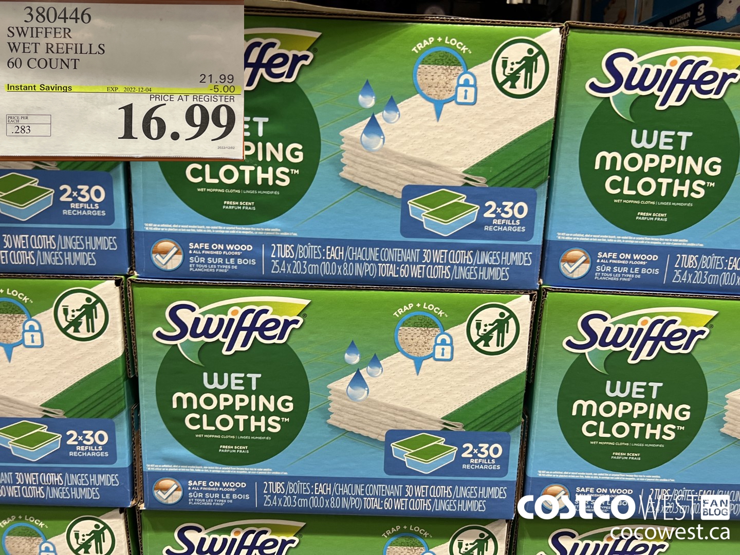 380446 SWIFFER WET REFILLS 60 COUNT ($5.00 INSTANT SAVINGS EXPIRES ON 2022-12-04) $16.99