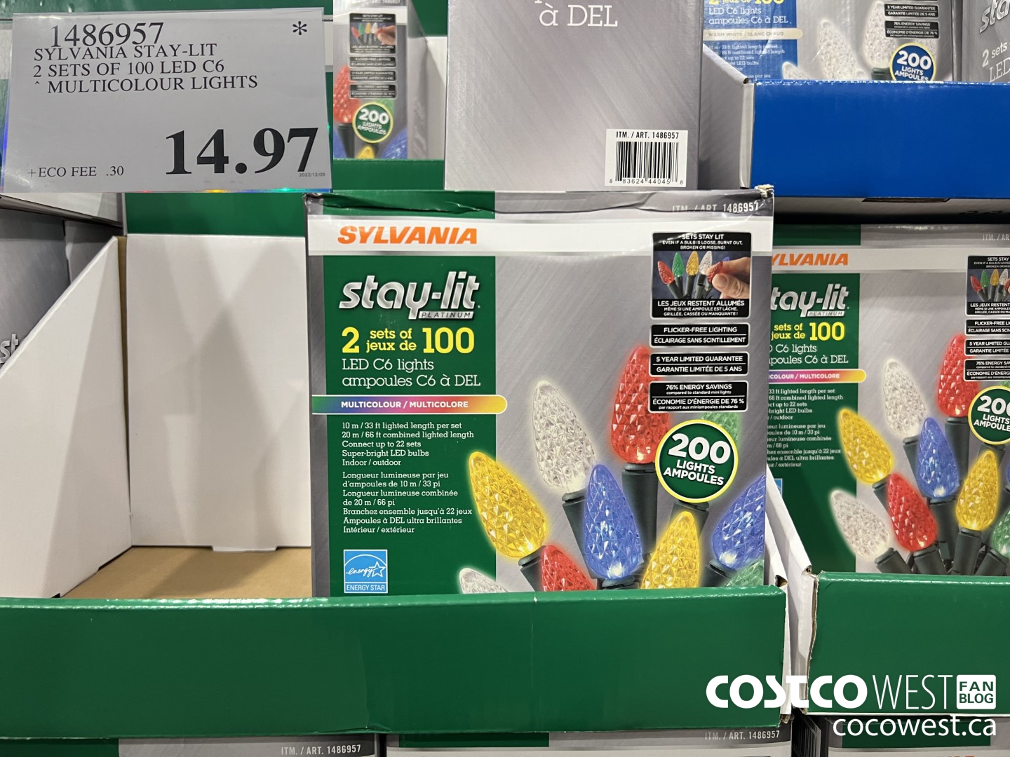 1486957 SYLVANIA STAY-LIT 2 SETS OF 100 LED C6 MULTICOLOUR LIGHTS  $14.97