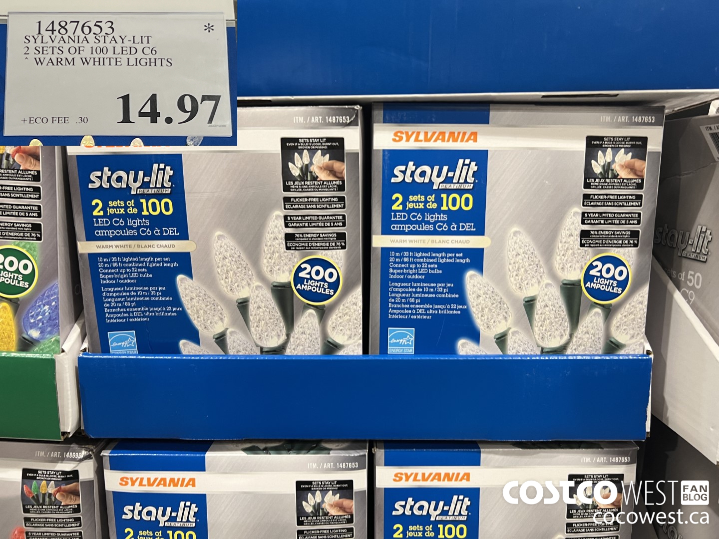 1487653 SYLVANIA STAY-LIT 2 SETS OF 100 LED C6 WARM WHITE LIGHTS $14.97