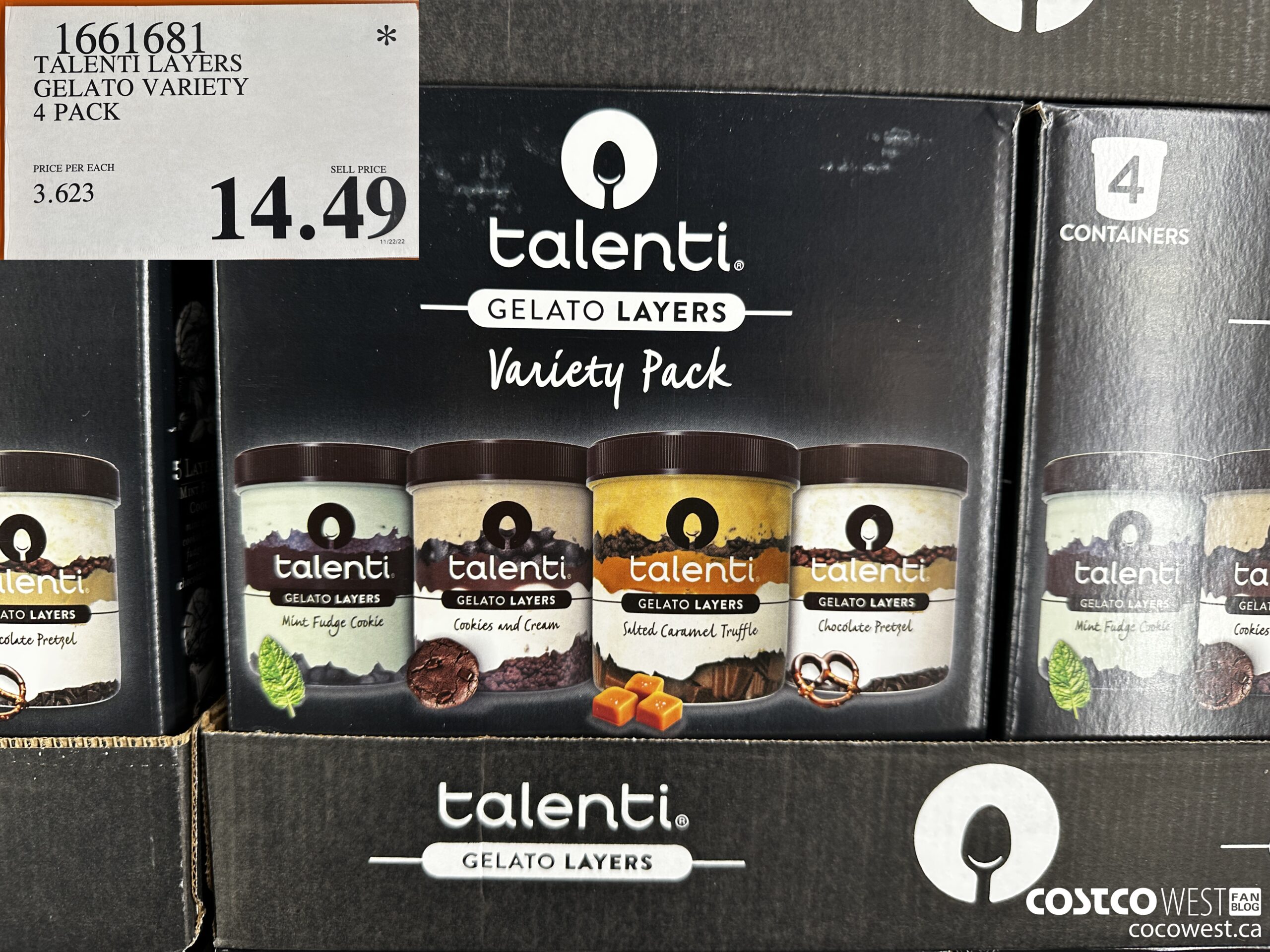 1661681 TALENTI LAYERS GELATO VARIETY 4 PACK $14.49