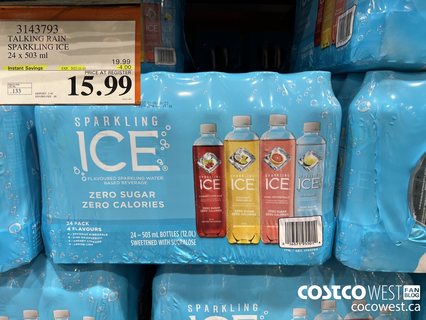 3143793 TALKING RAIN SPARKLING ICE 24 x 503 ml ($4.00 INSTANT SAVINGS EXPIRES ON 2023-01-01) $15.99