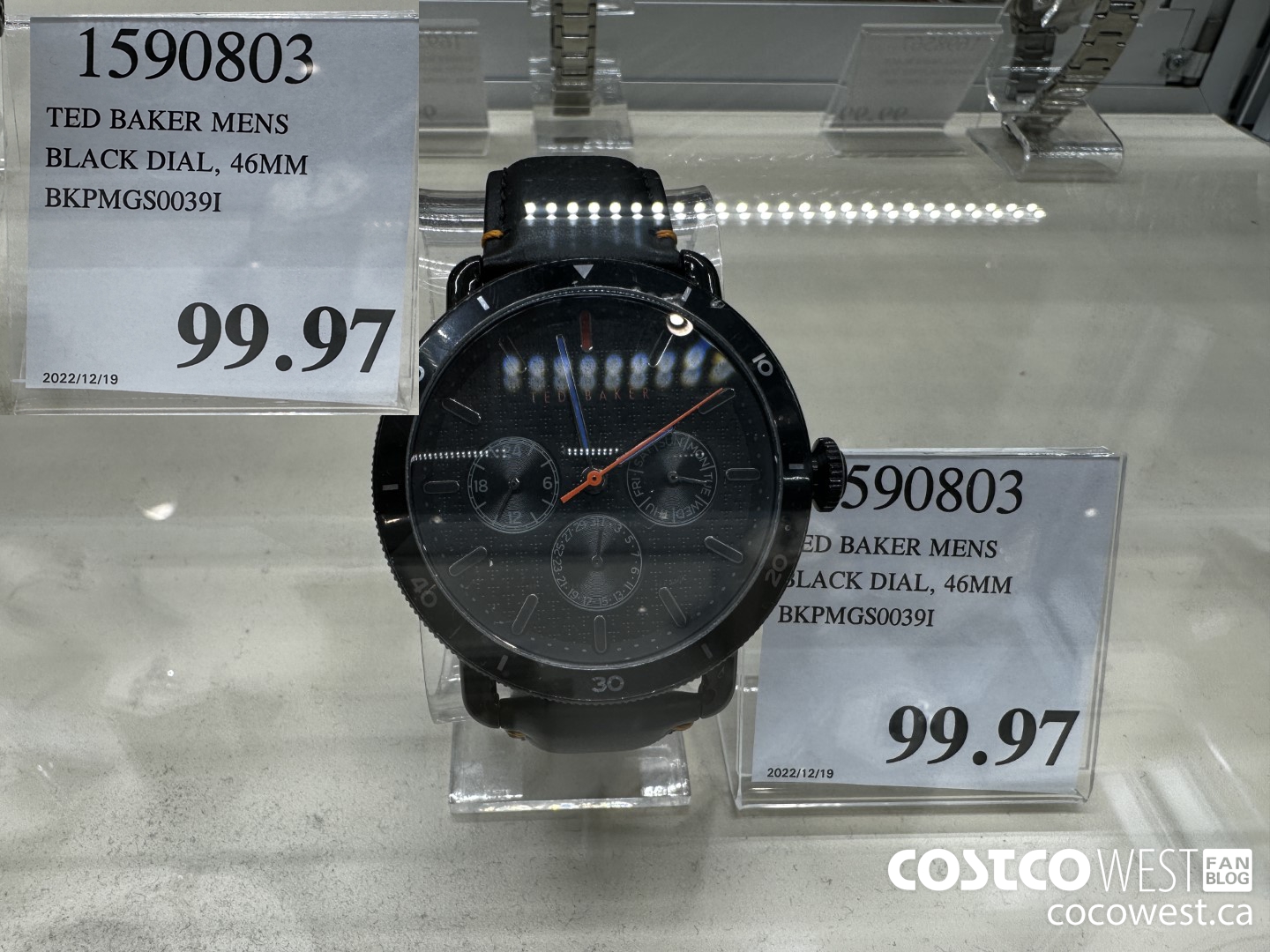 1590803 TED BAKER MENS BLACK DIAL, 46MM BKPMGS0039I $99.97