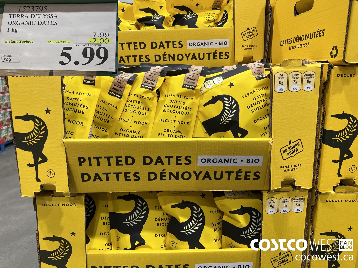 1523795 TERRA DELYSSA ORGANIC DATES 1 kg ($2.00 INSTANT SAVINGS EXPIRES ON 2022-12-04) $5.99