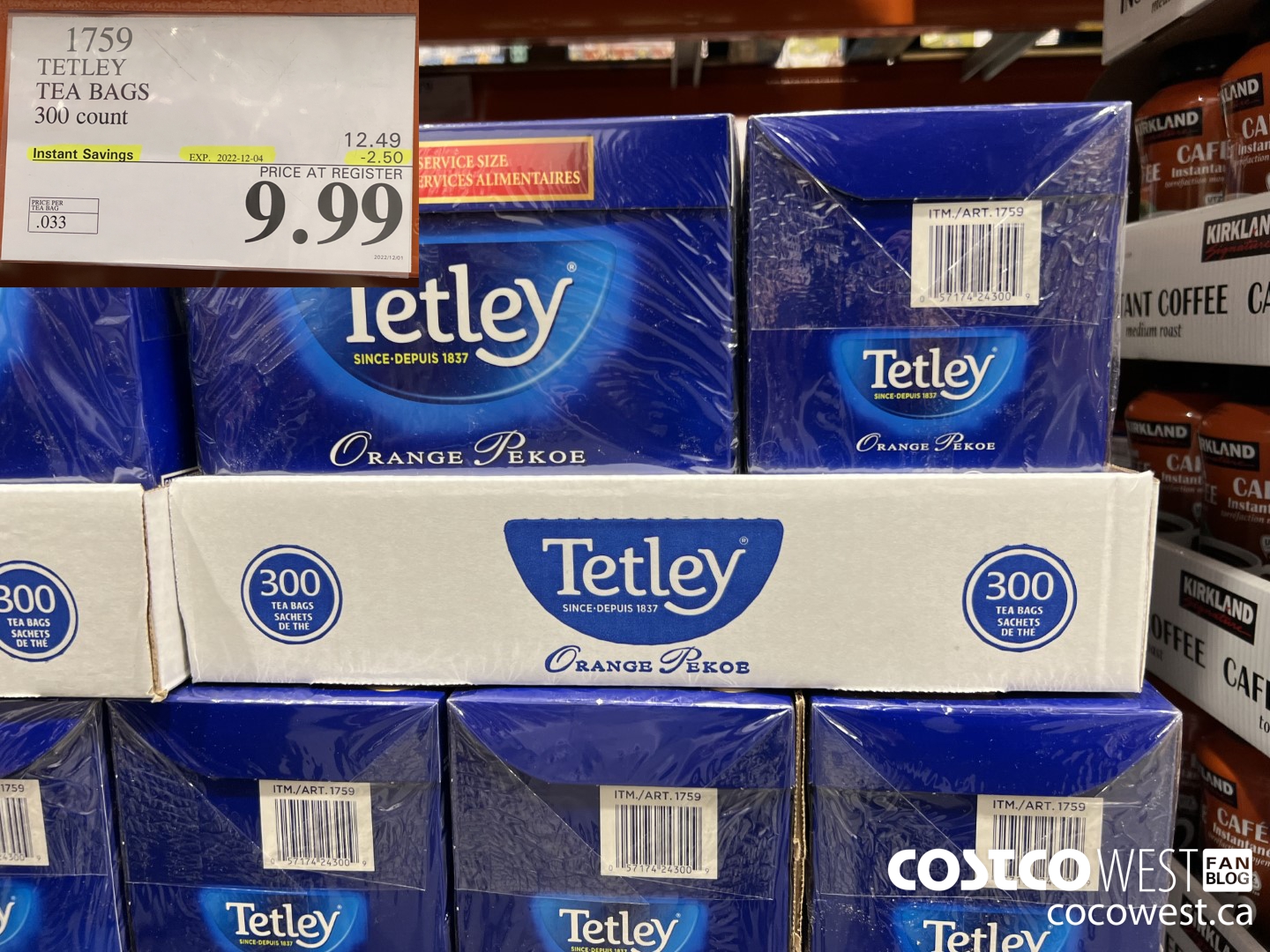1759 TETLEY TEA BAGS 300 COUNT ($2.50 INSTANT SAVINGS EXPIRES ON 2022-12-04) $9.99