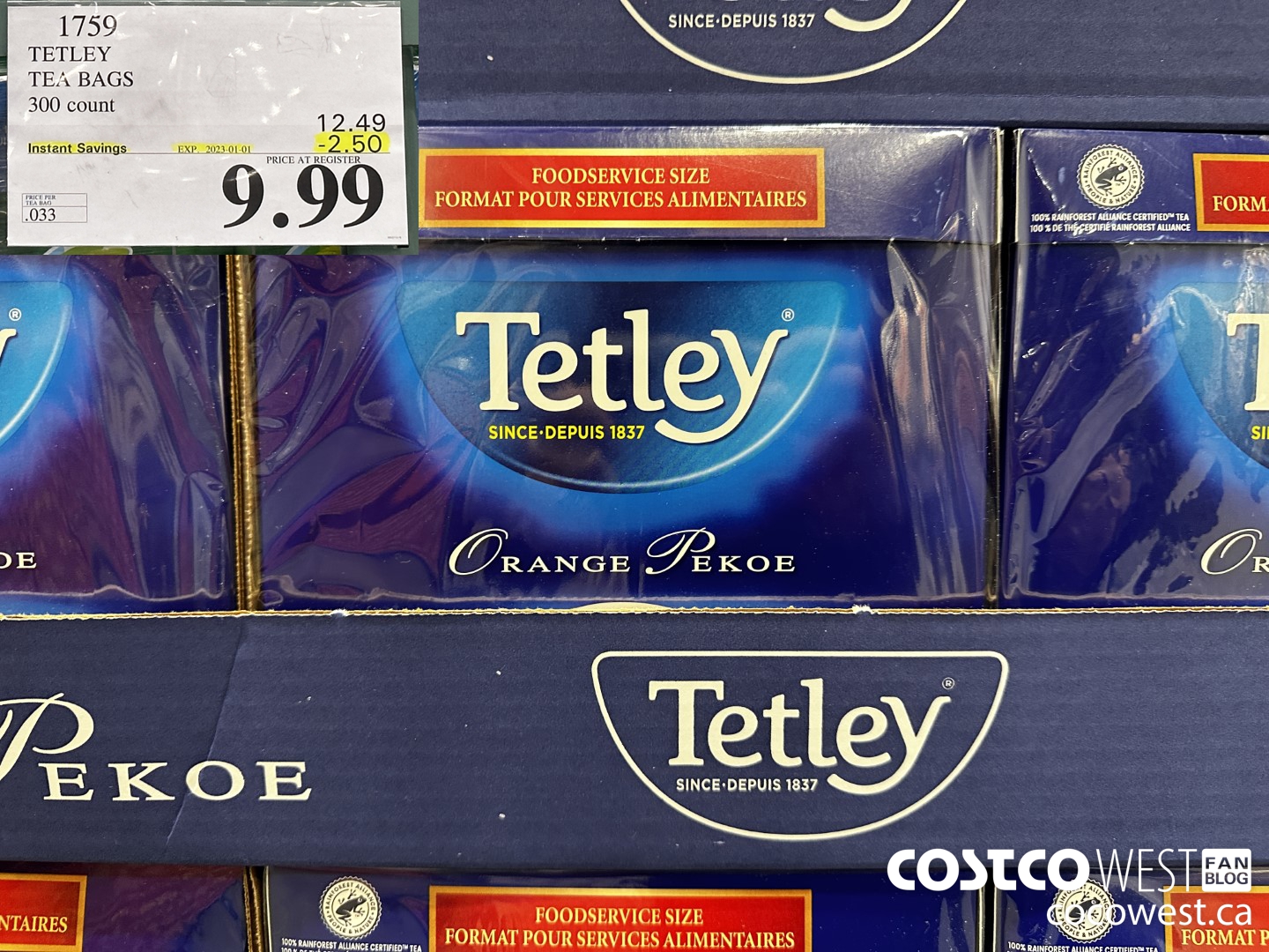 1759 TETLEY TEA BAGS 300 COUNT ($2.50 INSTANT SAVINGS EXPIRES ON 2023-01-01) $9.99