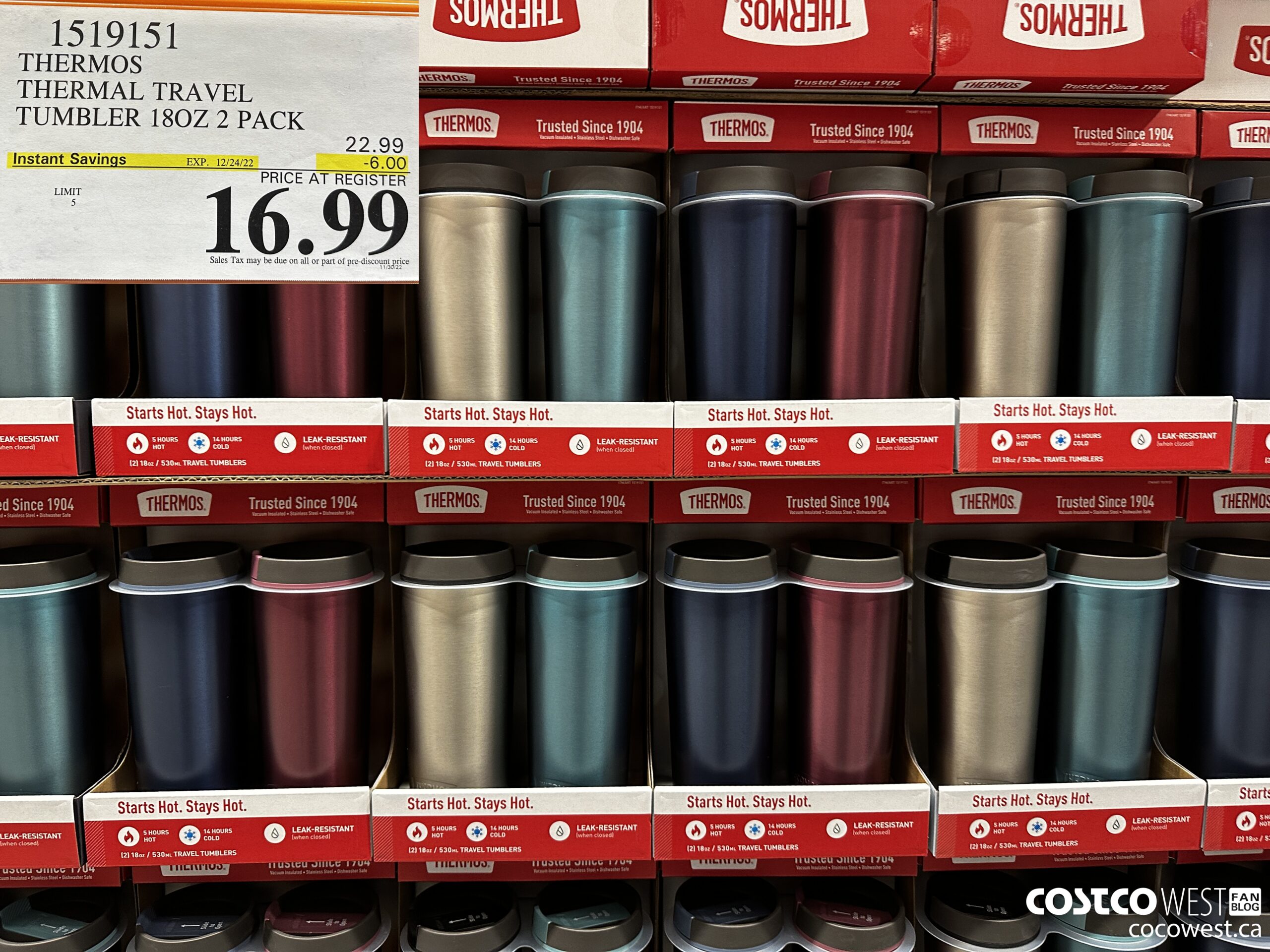 Costco Thermos Thermos Stainless Steel 18oz Travel Tumbler, 2-pack