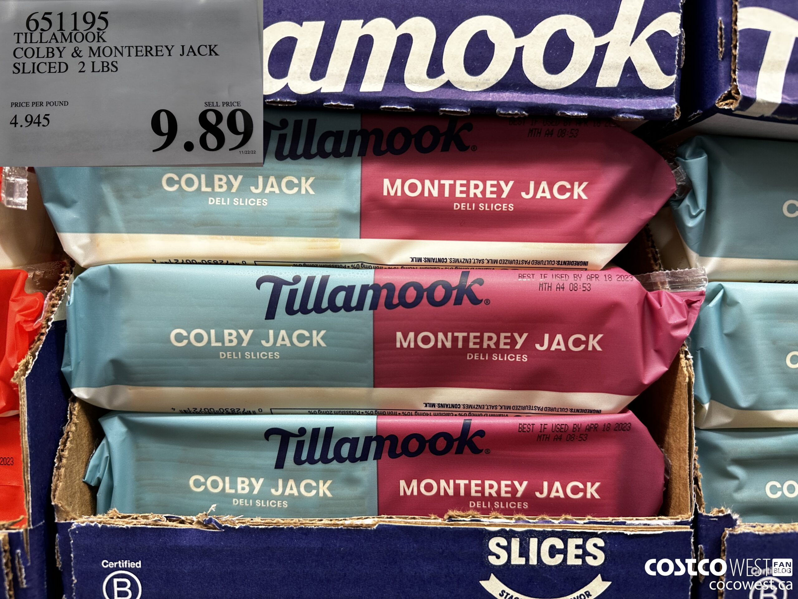 651195 TILLAMOOK COLBY & MONTEREY JACK SLICEDED 2 LBS  $9.89
