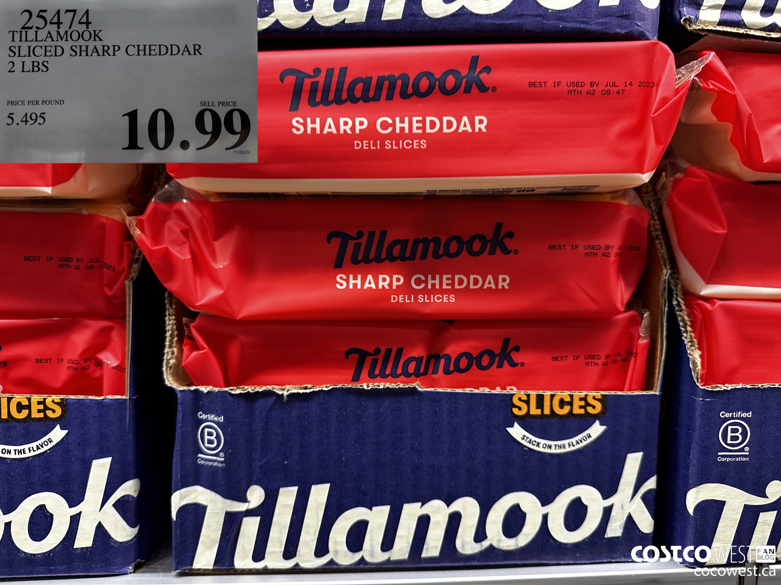 25474 TILLAMOOK SLICED SHARP CHEDDAR 2 LBS  $10.99