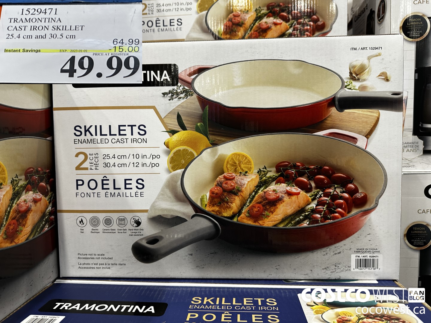 1529471 TRAMONTINA CAST IRON SKILLET 25.4, cm and 30.5 cm ($15.00 INSTANT SAVINGS EXPIRES ON 2023-01-01) $49.99