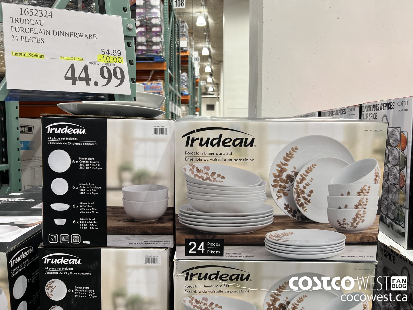1652324 TRUDEAU PORCELAIN DINNERWARE 24 PIECES ($10.00 INSTANT SAVINGS EXPIRES ON 2022-12-04) $44.99
