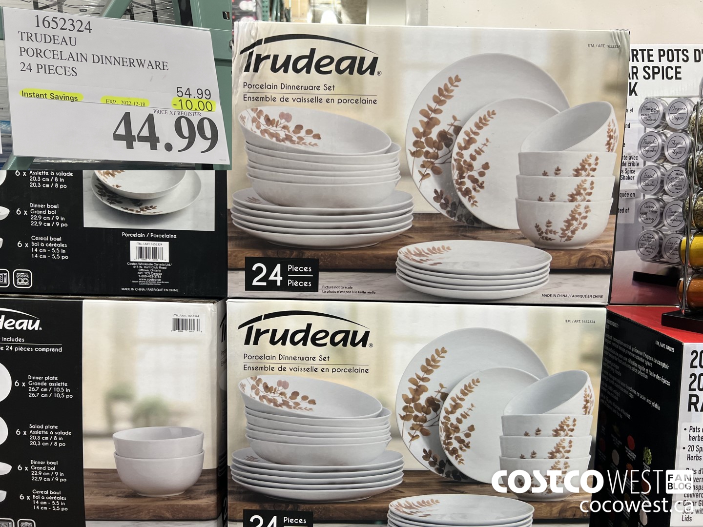 1652324 TRUDEAU PORCELAIN DINNERWARE 24 PIECES ($10.00 INSTANT SAVINGS EXPIRES ON 2022-12-18) $44.99