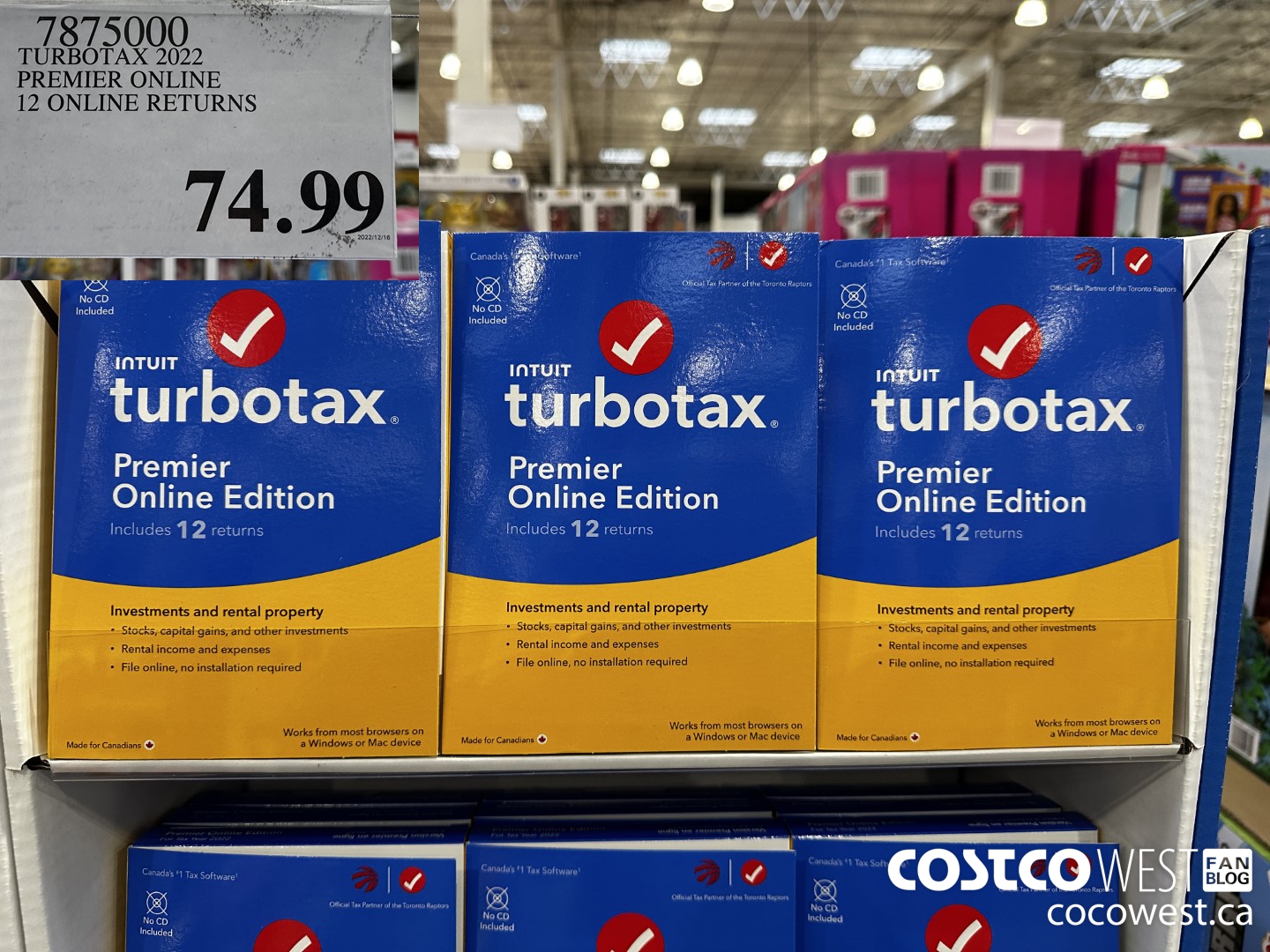 7875000 TURBOTAX 2022 PREMIER ONLINE 12 ONLINE RETURNS $74.99