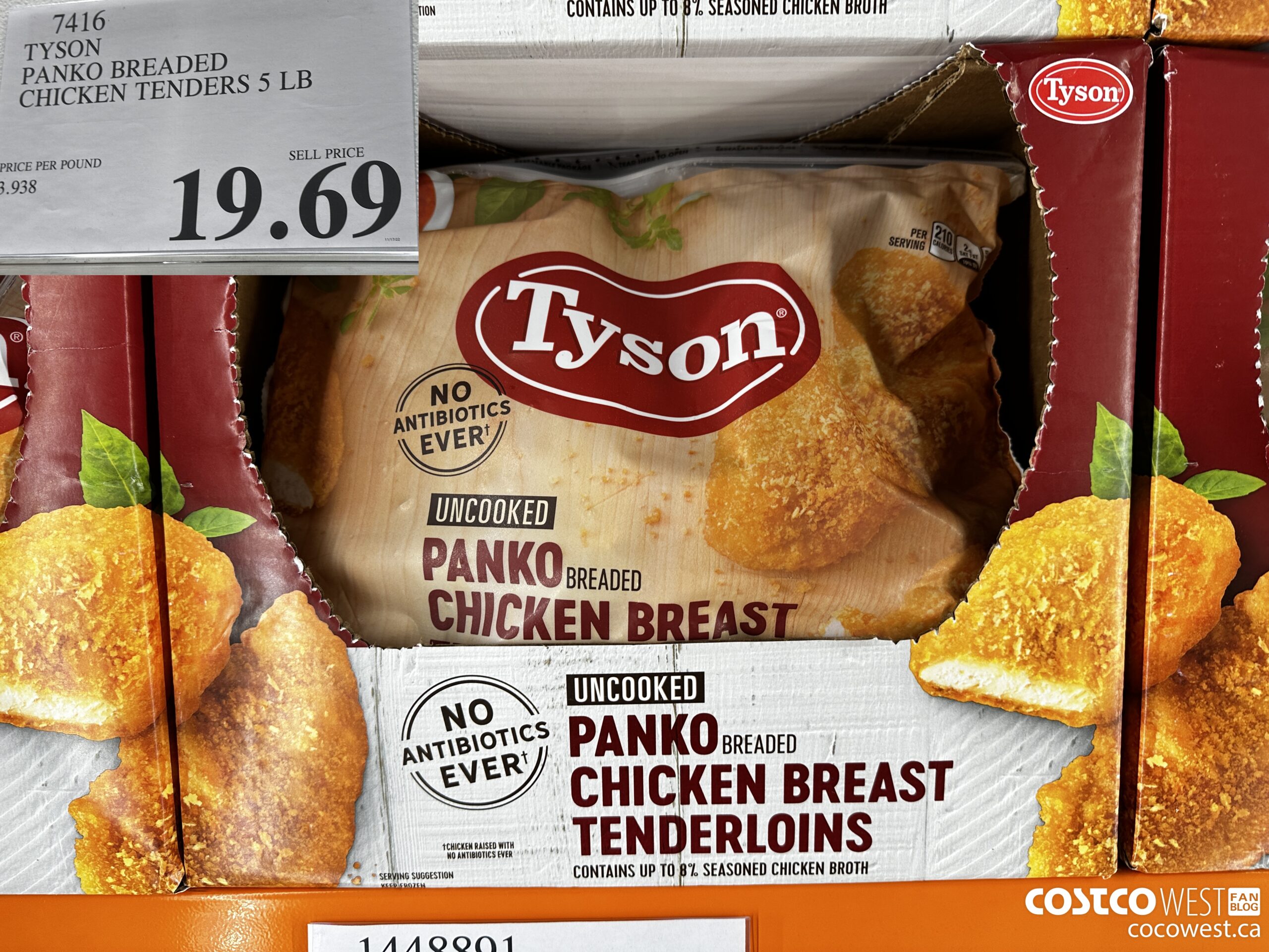 7416 TYSON PANKO BREADED CHICKEN TENDERS 5 LB  $19.69