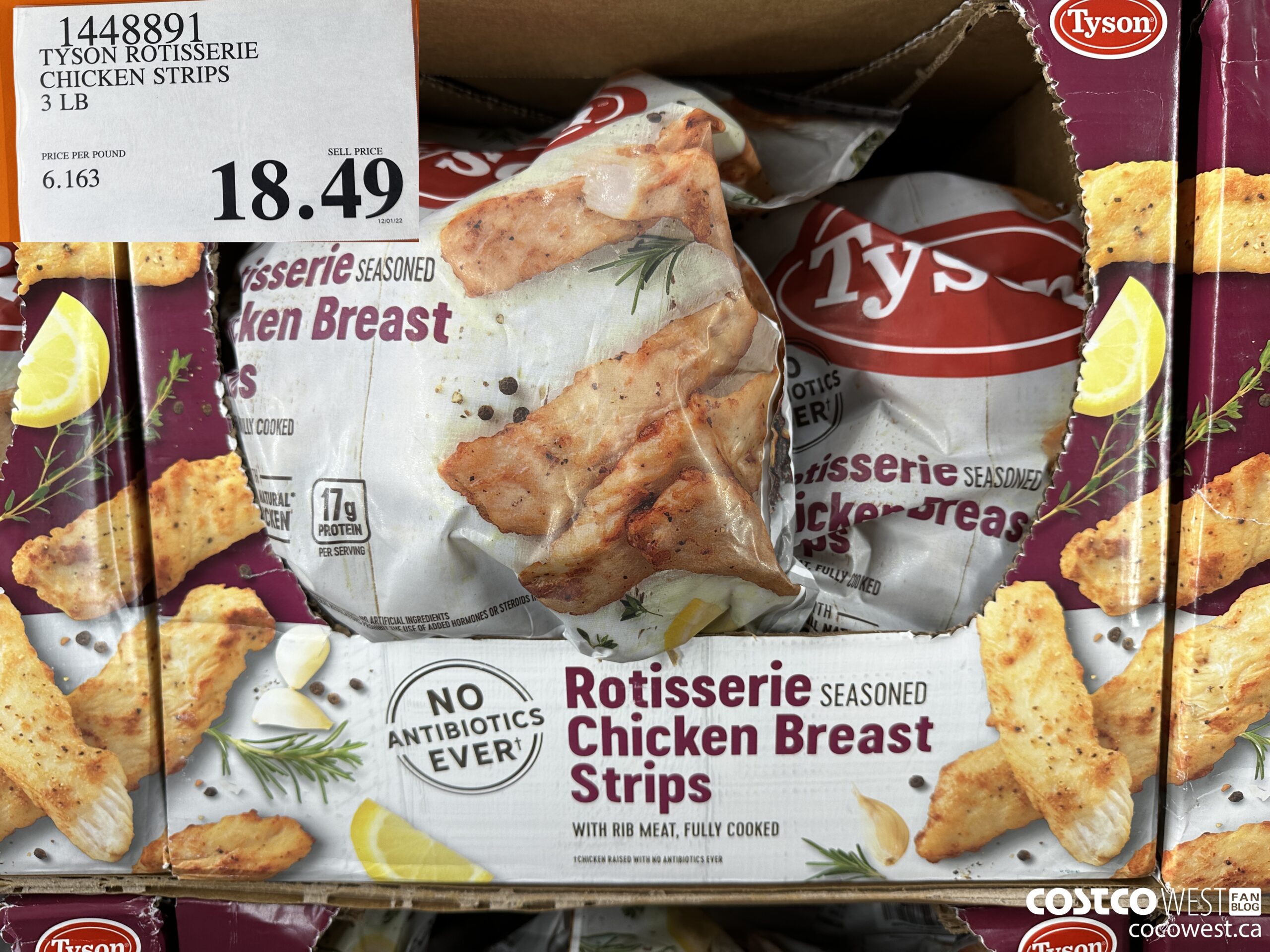 1448891 TYSON ROTISSERIE CHICKEN STRIPS 3 LB  $18.49