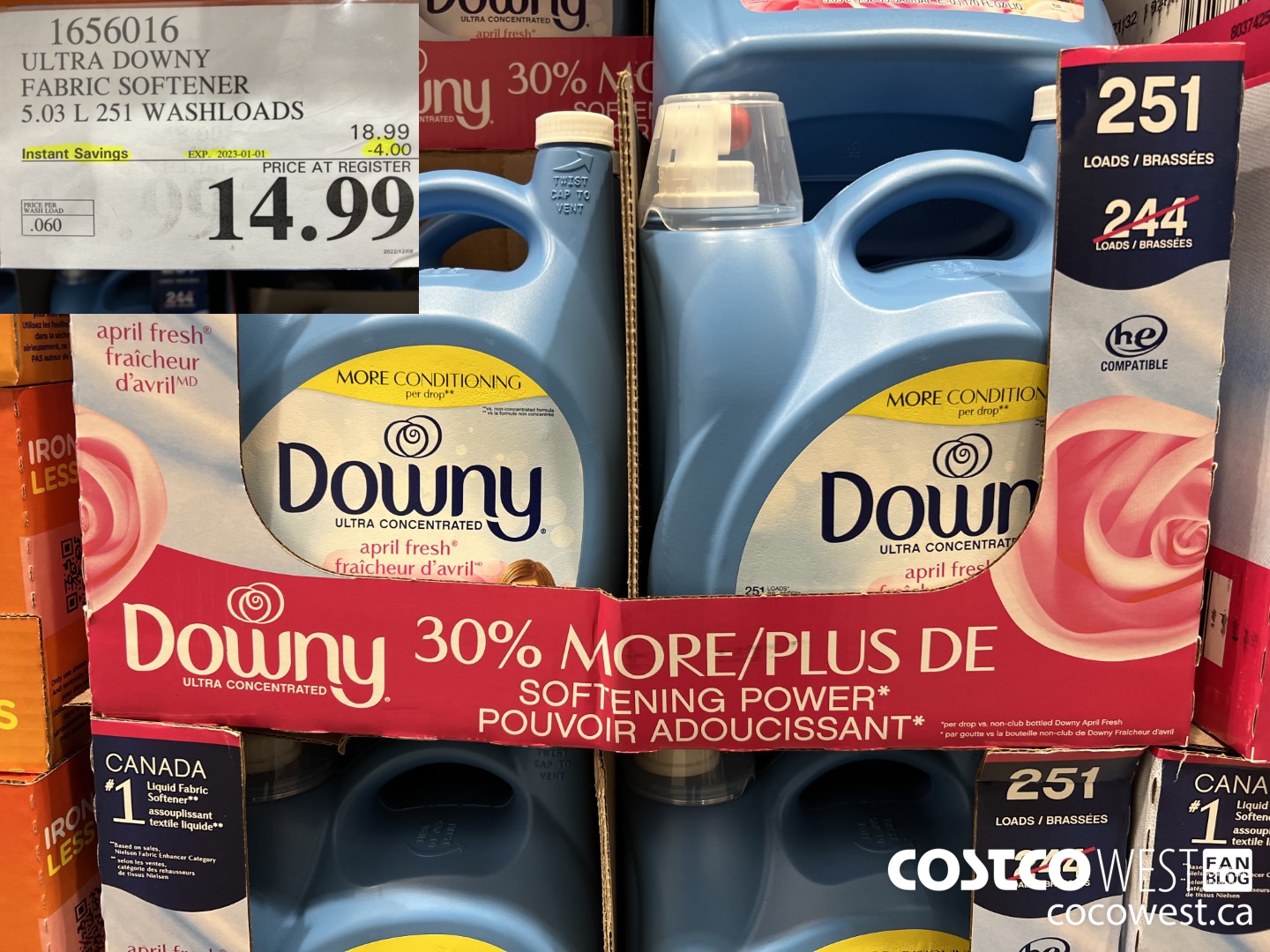 1656016 ULTRA DOWNY FABRIC SOFTENER 5.03 L 251 WASHLOADS ($4.00 INSTANT SAVINGS EXPIRES ON 2023-01-01) $14.99