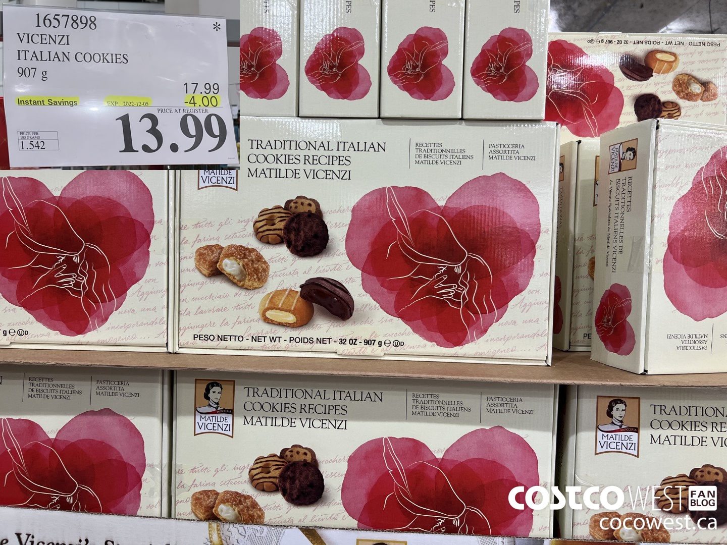 1657898 VINCENZI ITALIAN COOKIES 907 G ($4.00 INSTANT SAVINGS EXPIRES ON 2022-12-05) $13.99