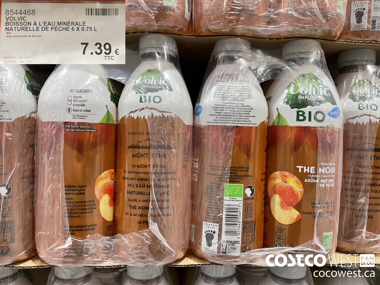 8544468 VOLVIC BOISSON A L'EAU MINERALE NATURELLE DE PECHE 6 X 0.75 L $7.39