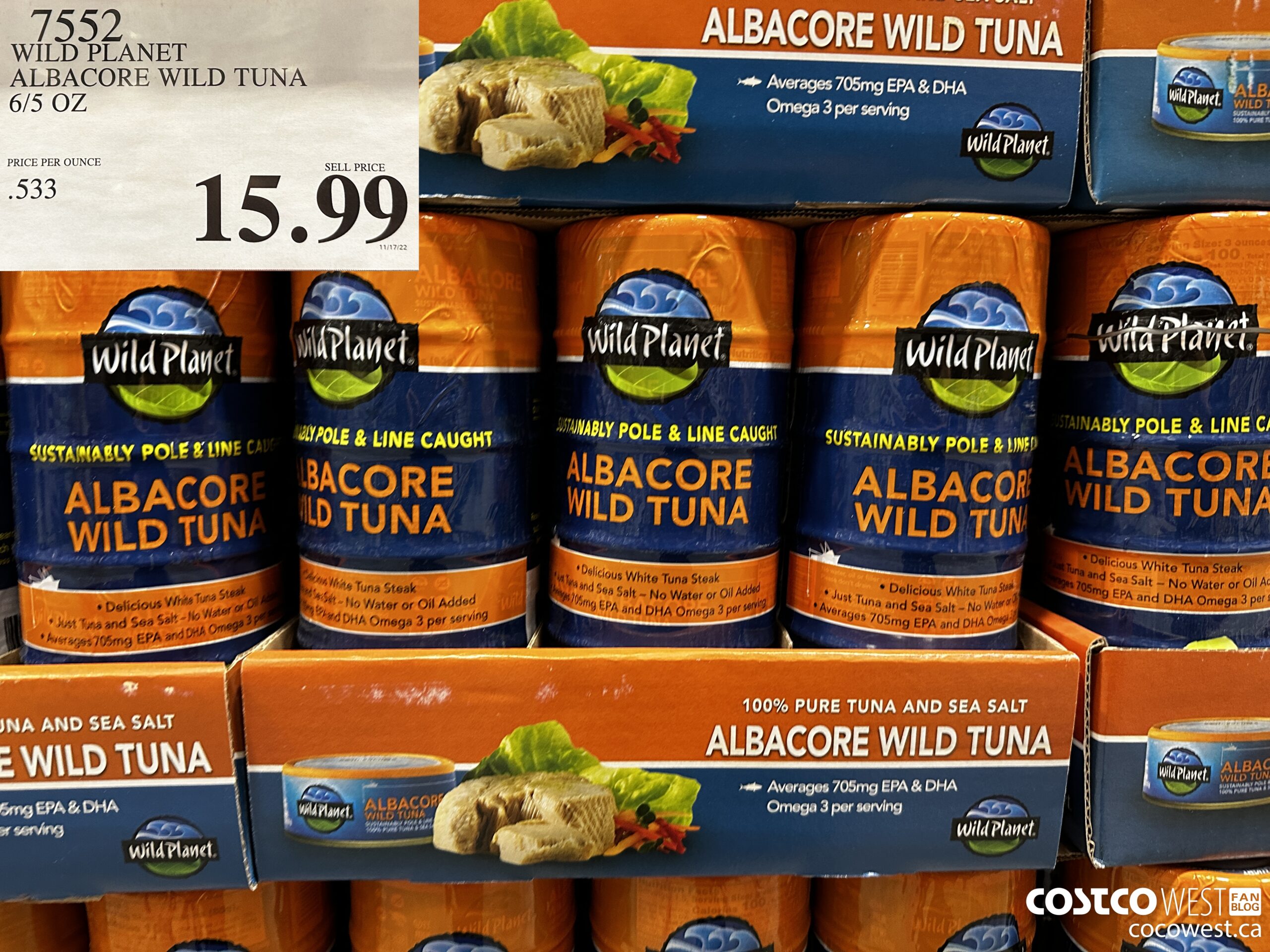 7552 WILD PLANET ALBACORE WILD TUNA 6/5 OZ $15.99