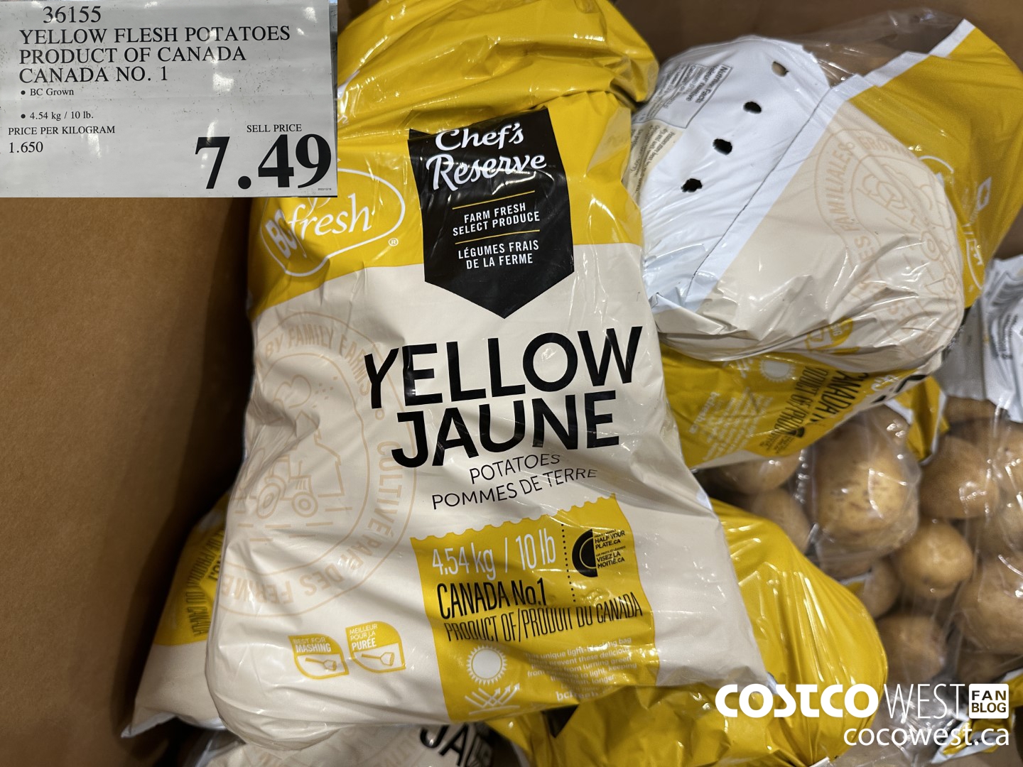 36155 YELLOW FLESH POTATOES PRODUCT OF CANADA CANADA NO. 1 $7.49