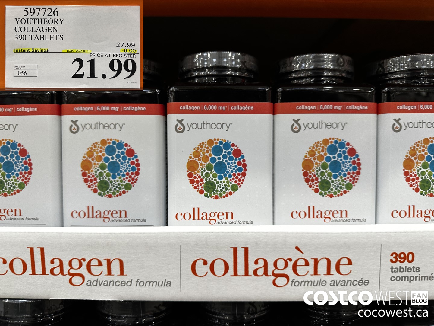 597726 YOUTHEORY COLLAGEN 390 TABLETS ($6.00 INSTANT SAVINGS EXPIRES ON 2023-01-01) $21.99