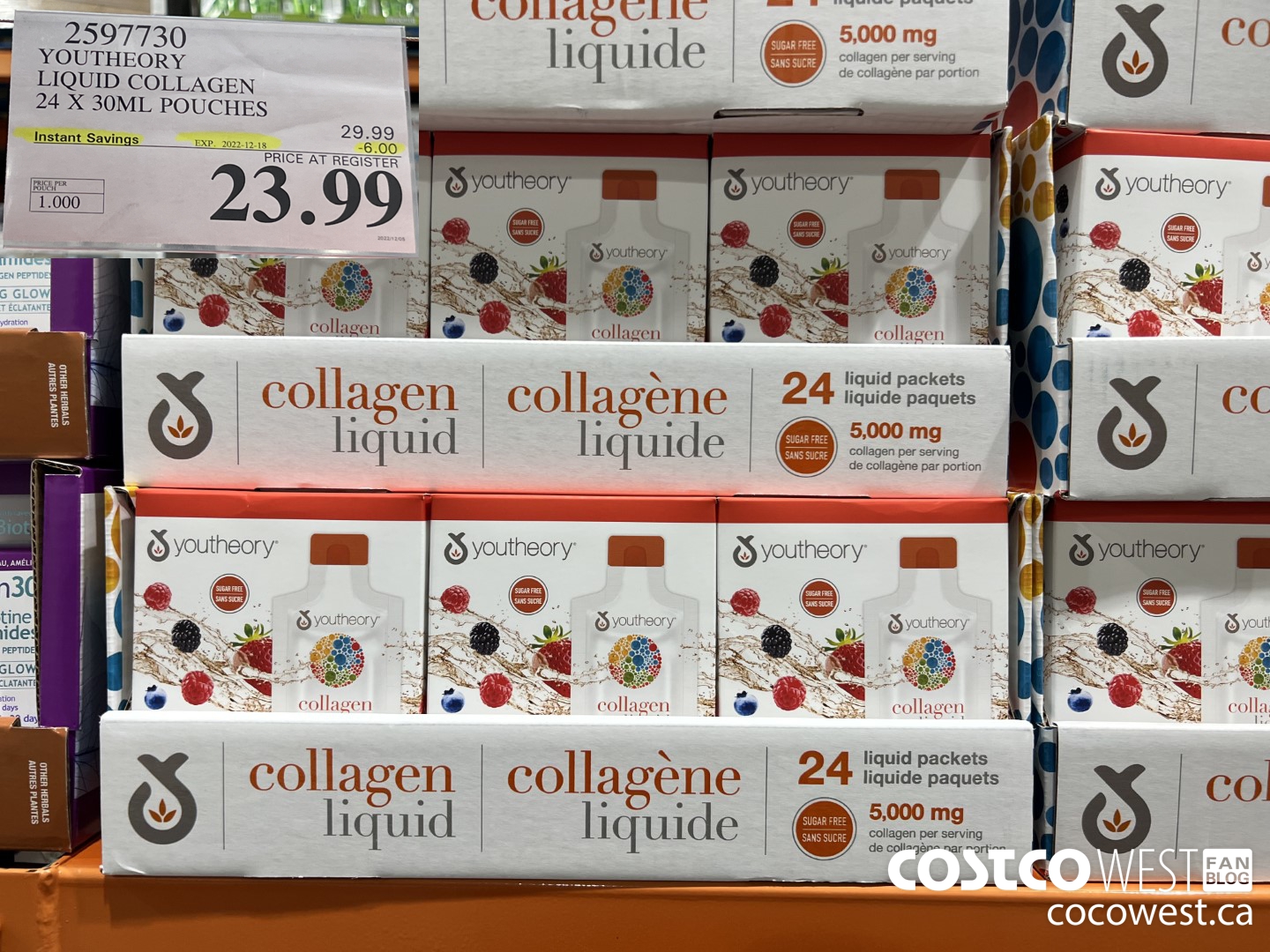 2597730 YOUTHEORY LIQUID COLLAGEN 24 X 30ML POUCHES ($6.00 INSTANT SAVINGS EXPIRES ON 2022-12-18) $23.99